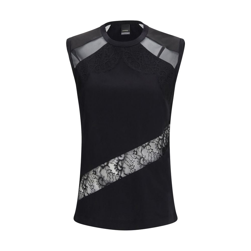 PINKO Black Cotton T-Shirt