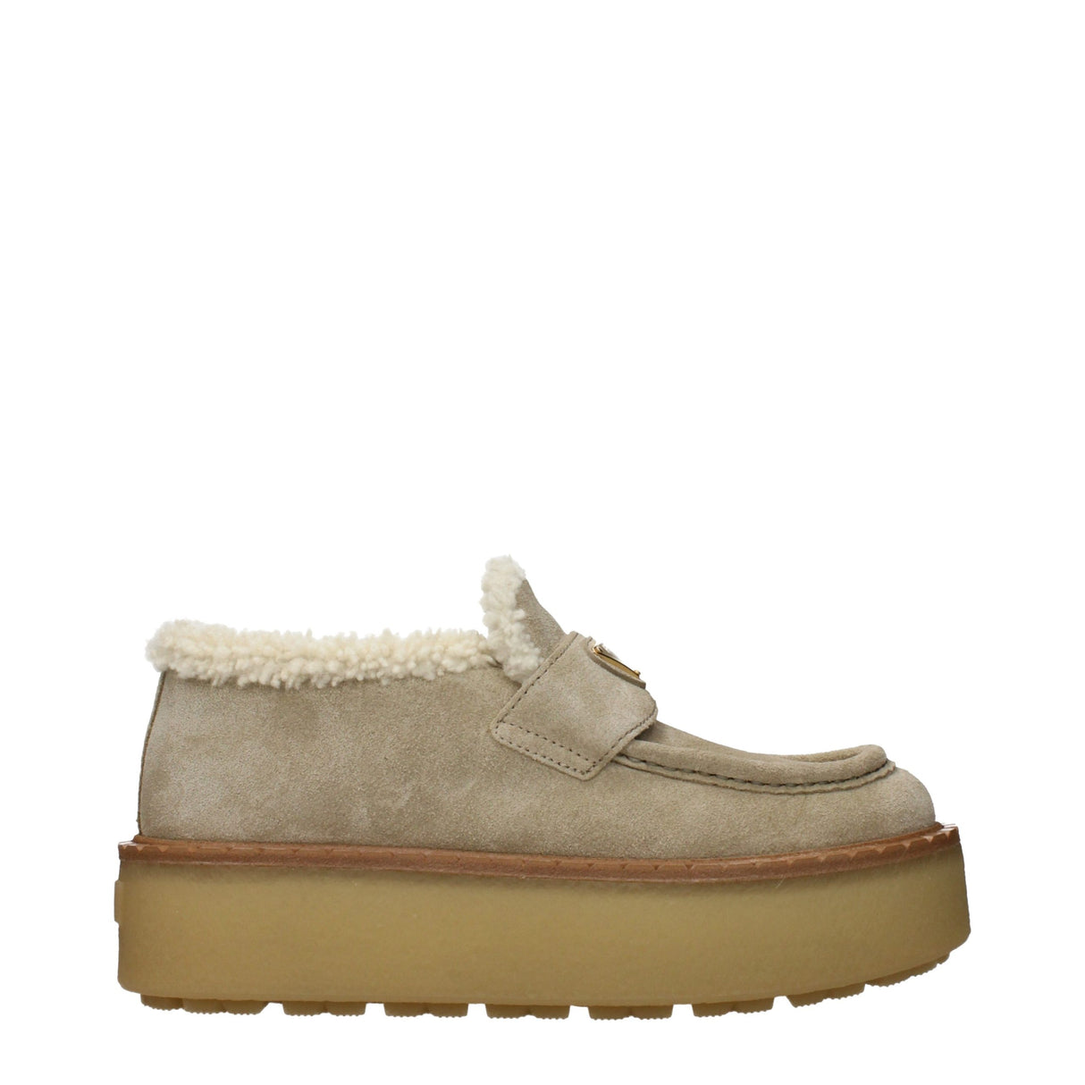Prada Beige Leather Platform Loafers