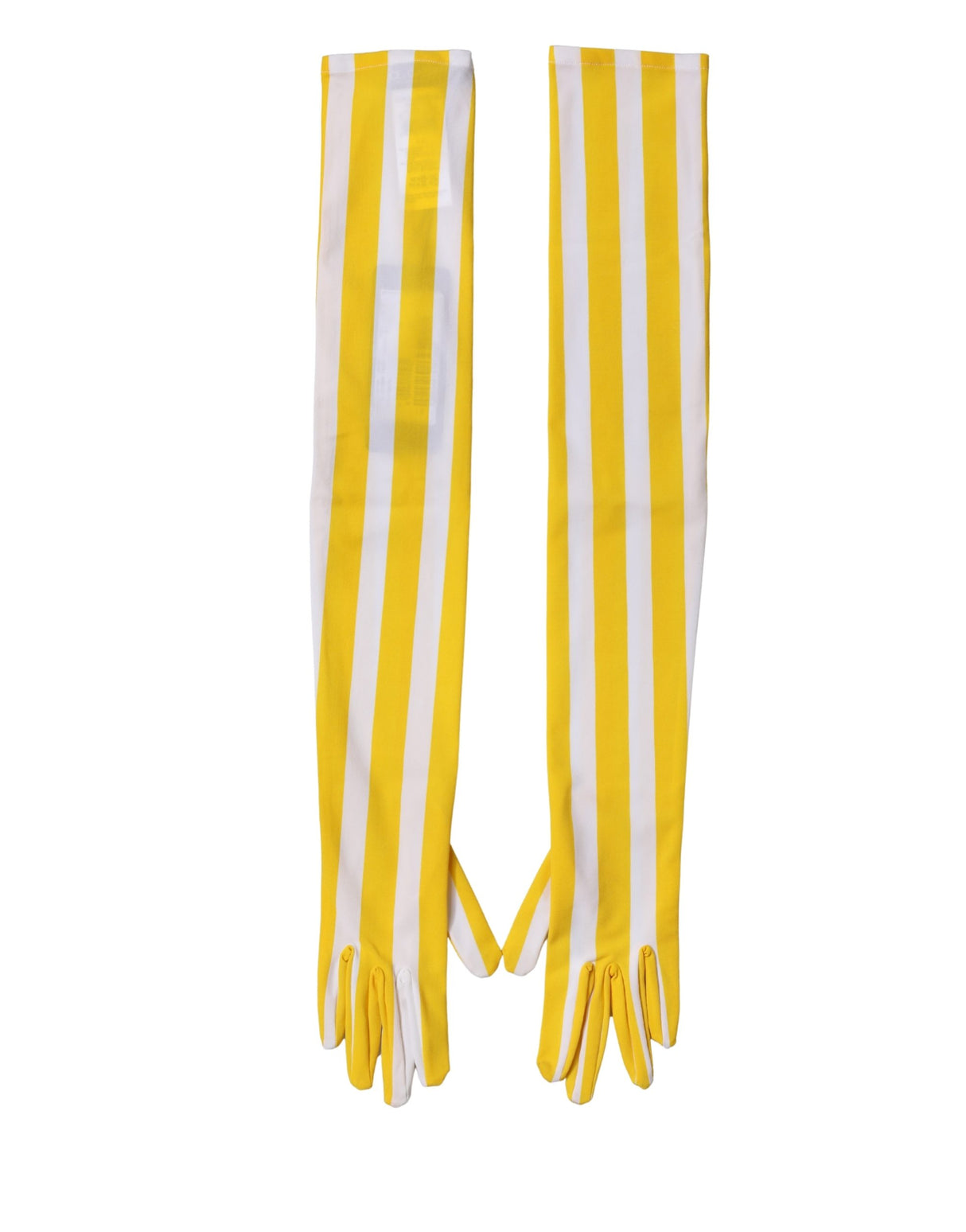 Dolce & Gabbana Yellow White Stripes Nylon Elbow Length Women Gloves