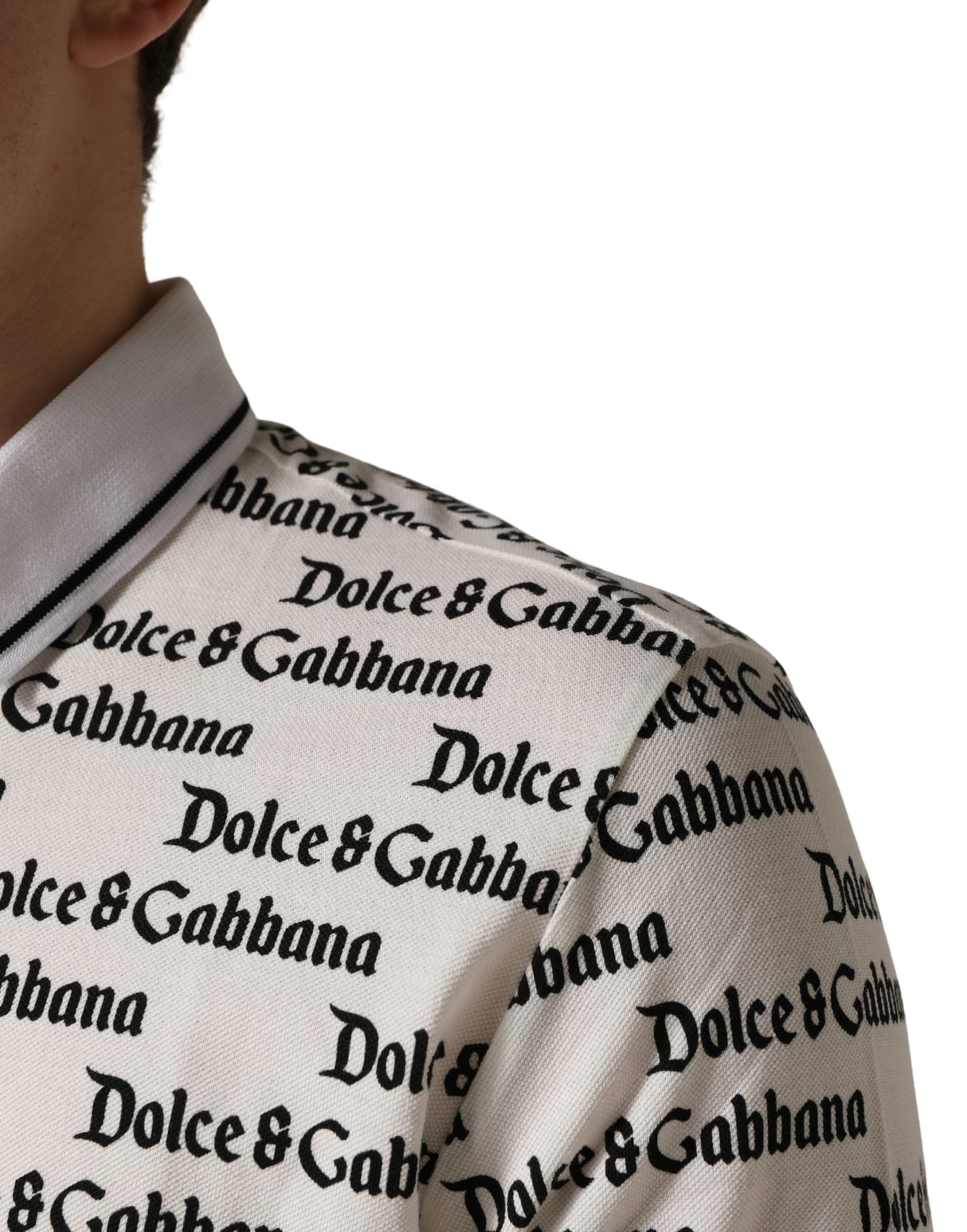 Dolce & Gabbana White Logo Monogram Cotton Men Polo T-shirt