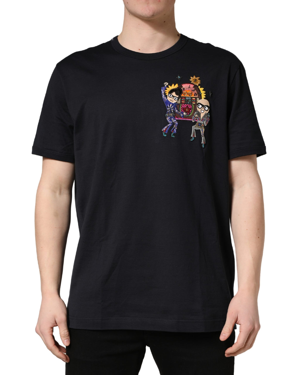 Dolce & Gabbana Black #DGFAMILY Patch Men Crew Neck T-shirt