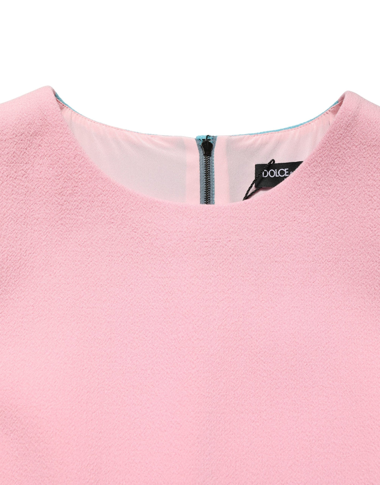 Dolce & Gabbana Pink Blue Wool Sleeveless Shift Mini Dress