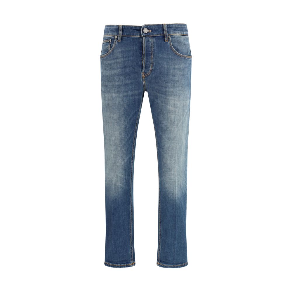 PT Torino Blue Cotton Tapered Jeans