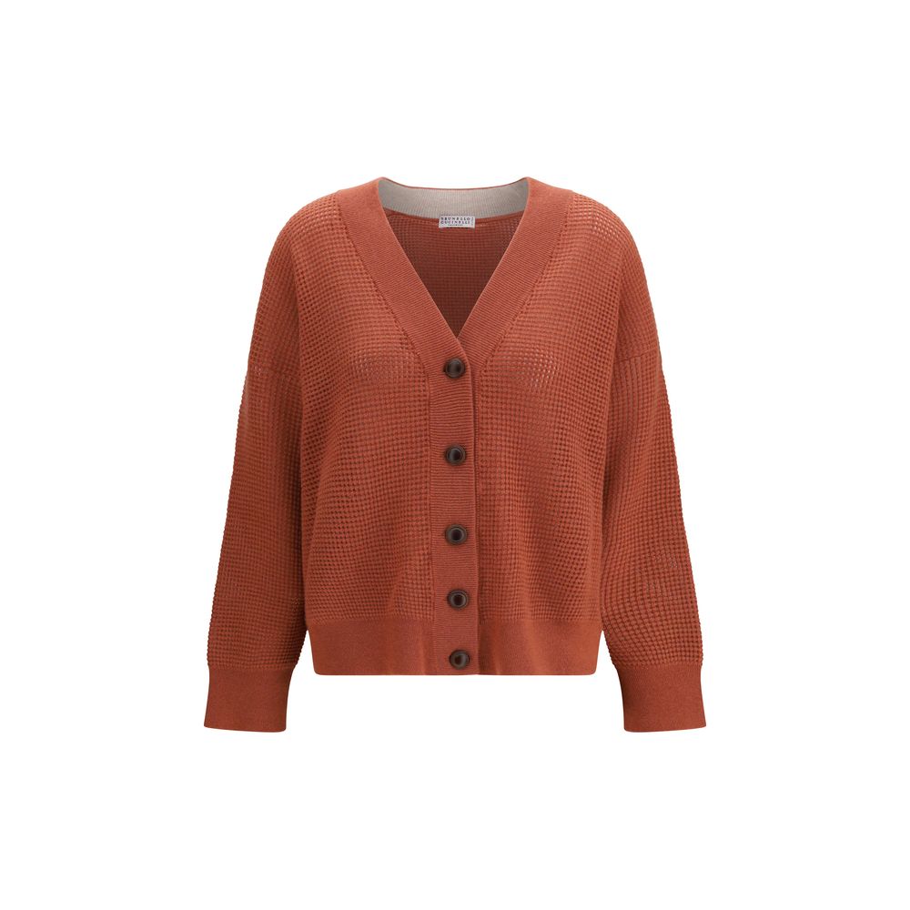 Brunello Cucinelli Orange Cashmere Cardigan
