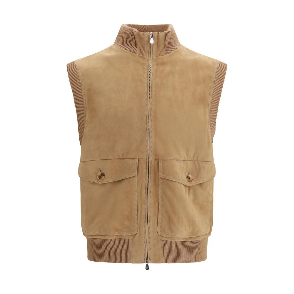 Brunello Cucinelli Beige Lamb Ovis Aries Aries Sleveless Jacket