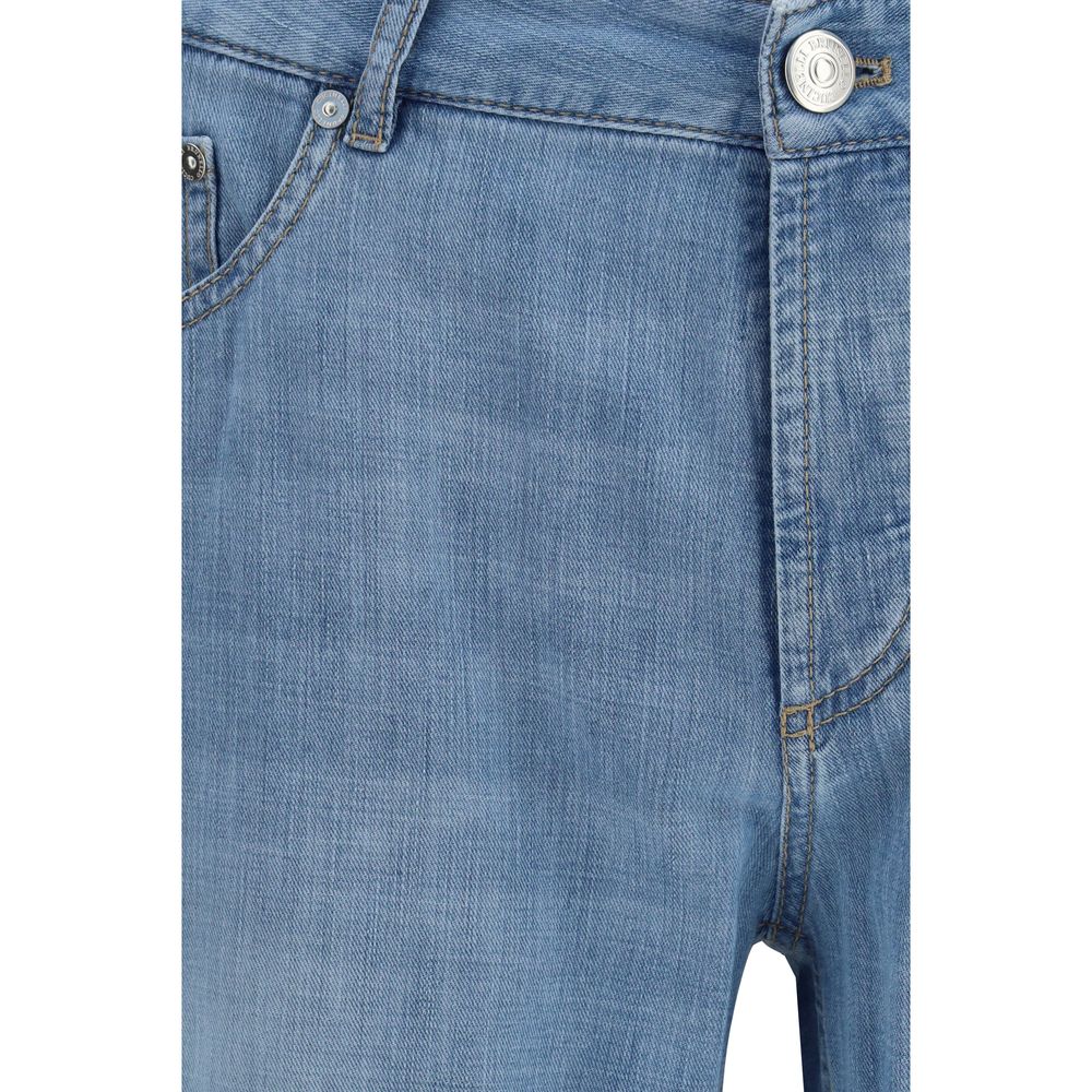 Brunello Cucinelli Blue Cotton Relaxed Fit Jeans