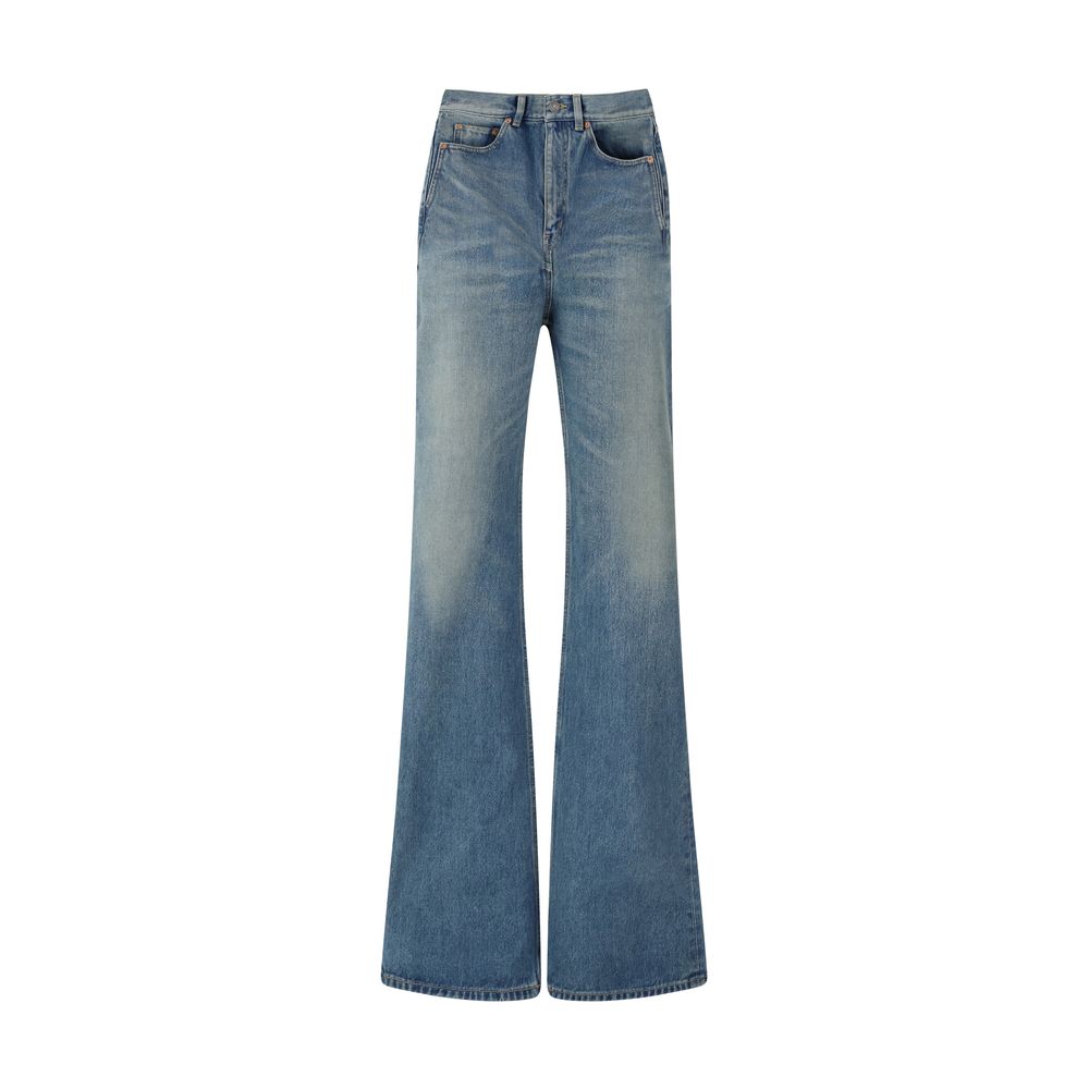 Saint Laurent Blue Cotton Flared Jeans