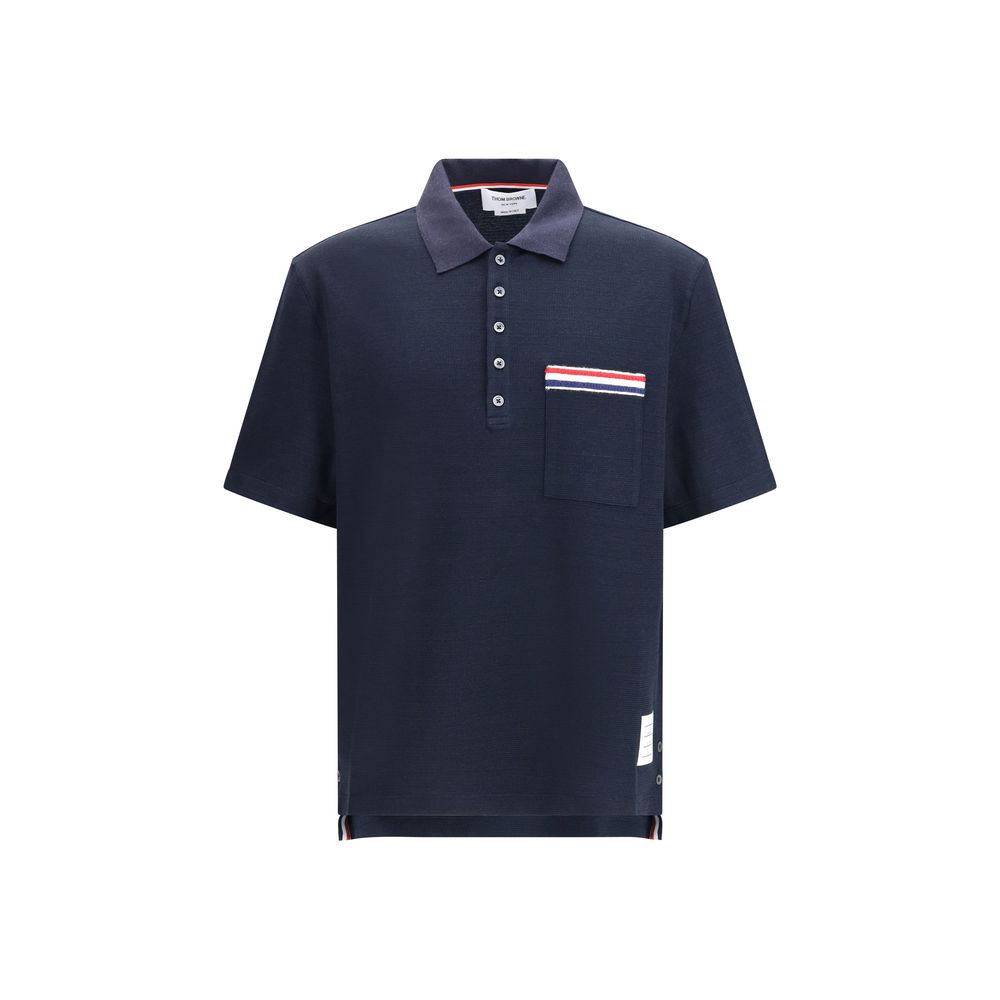 Thom Browne Blue Cotton Polo Shirt