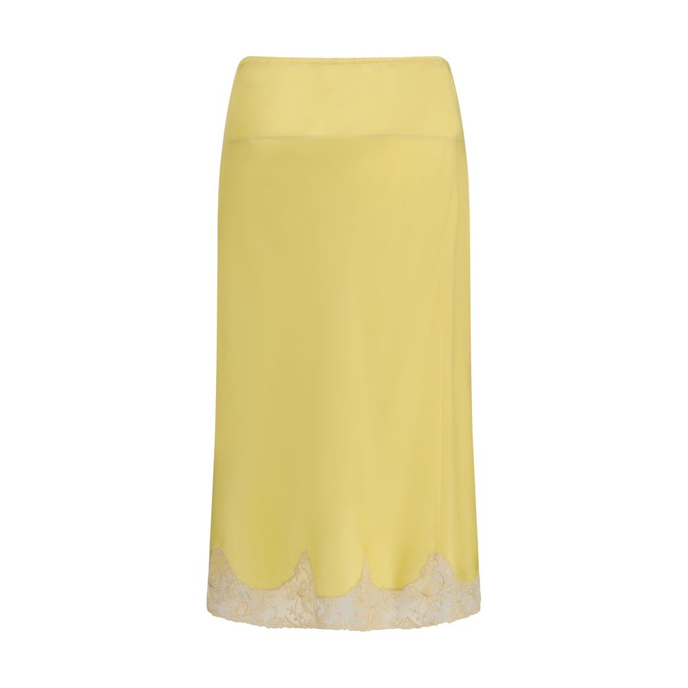 Saint Laurent Bicolor Silk Midi Skirt