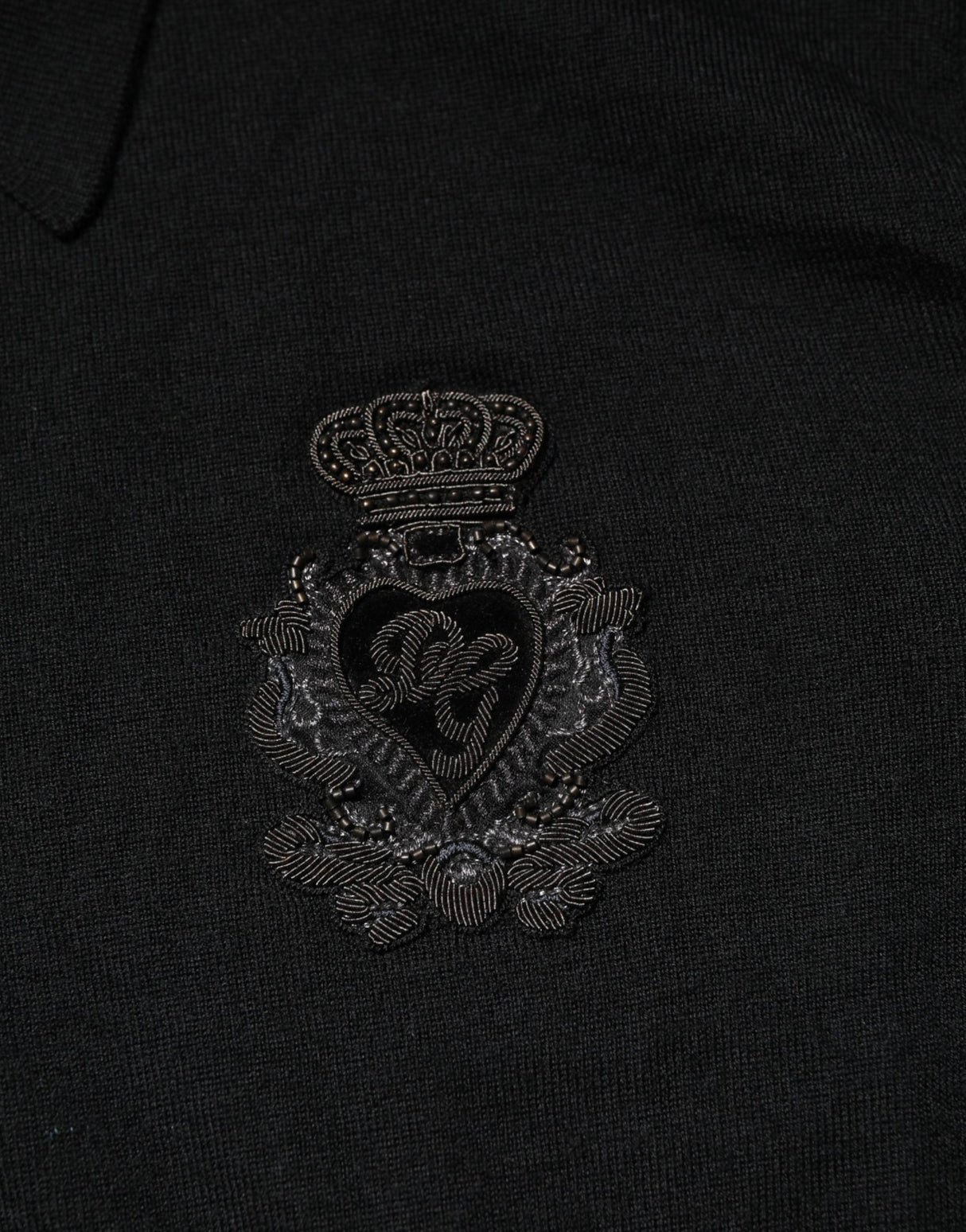 Dolce & Gabbana Black Crest Long Sleeve Men Pullover Sweater