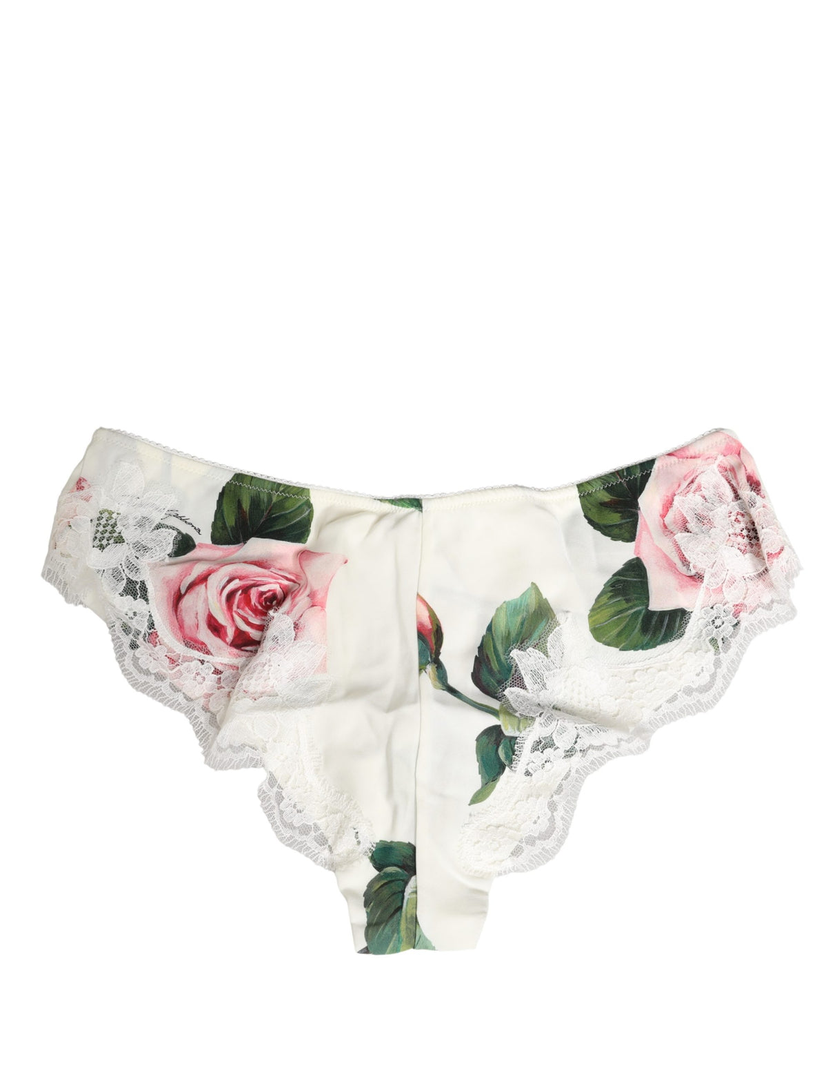 Dolce & Gabbana White Silk Floral Lace Trim Panty Brief Underwear