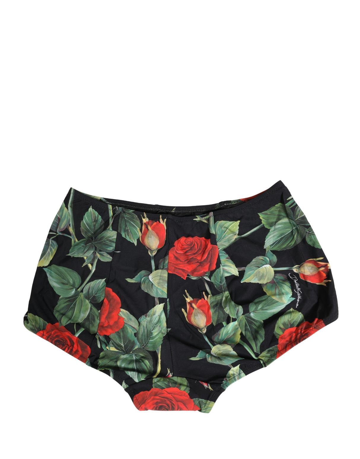 Dolce & Gabbana Black Rose Print High Waisted Girdle Underwear