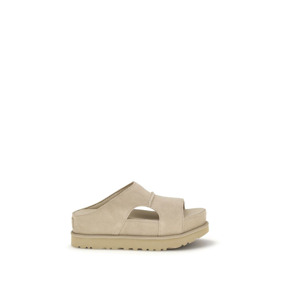 UGG Beige Calf Leather Bos Taurus Platform Sandals