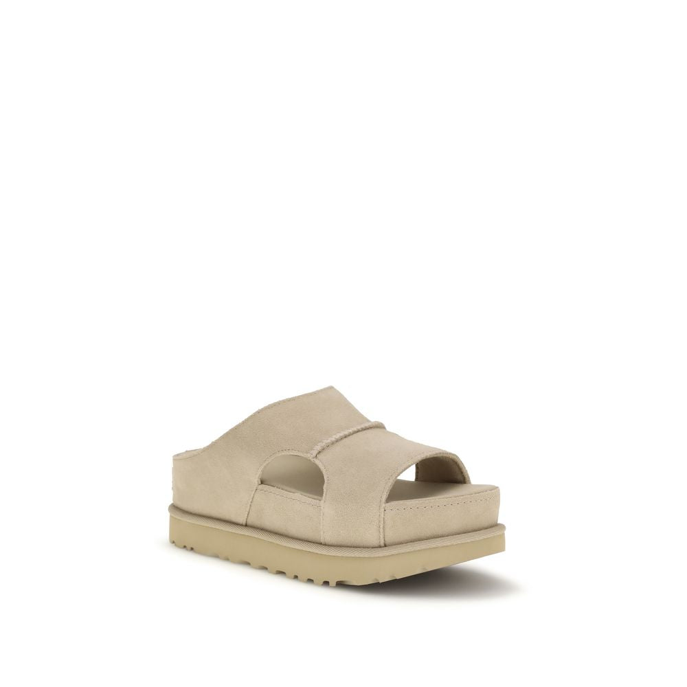 UGG Beige Calf Leather Bos Taurus Platform Sandals