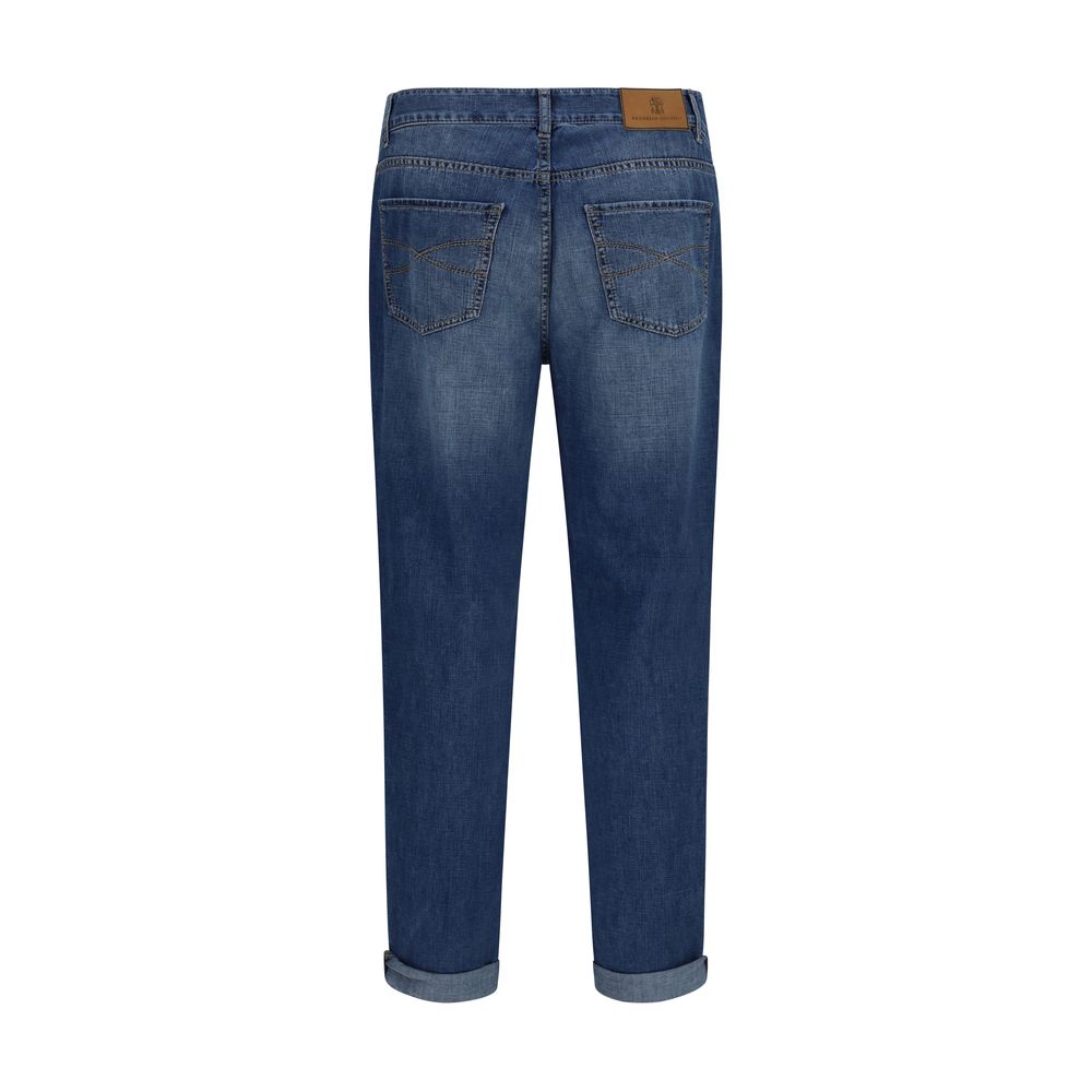 Brunello Cucinelli Blue Cotton Relaxed Fit Jeans