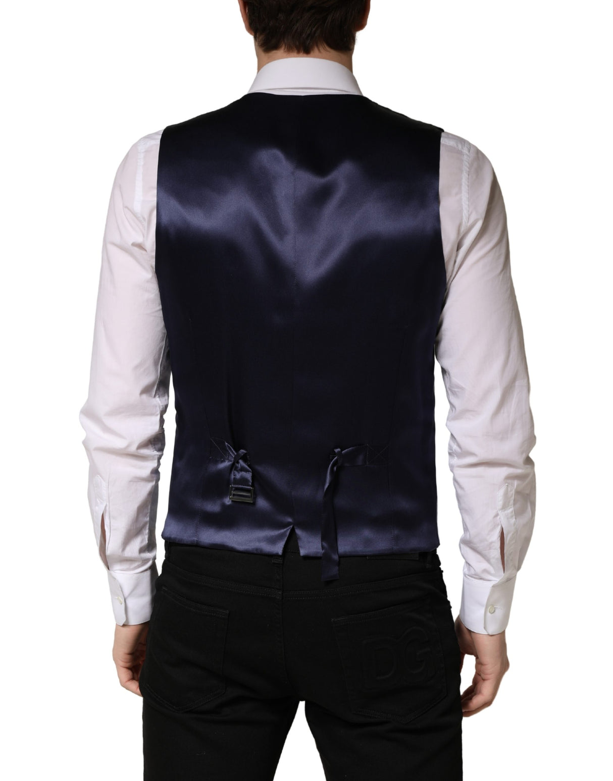 Dolce & Gabbana Gray Wool Single Breasted Men Waistcoat Vest