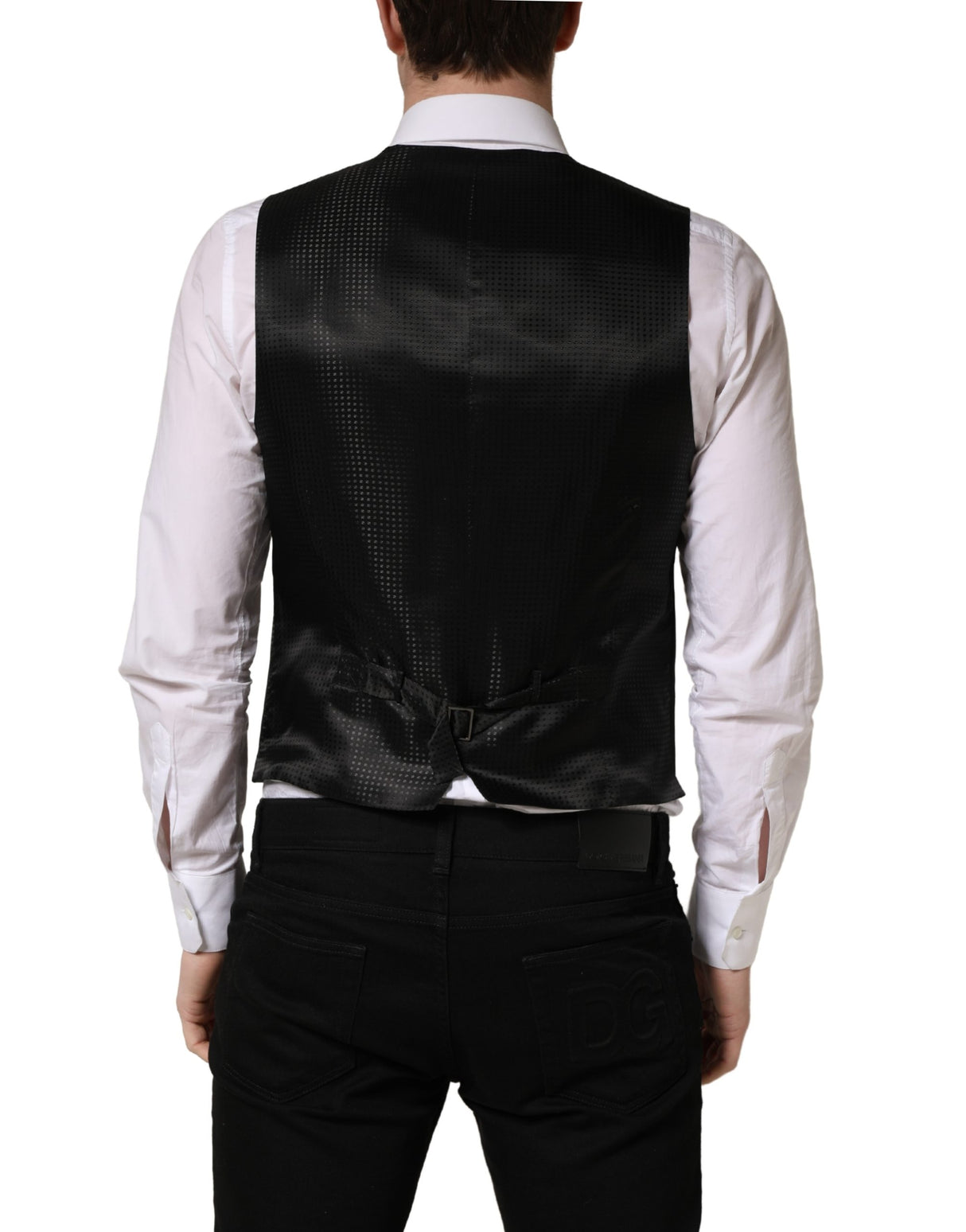Dolce & Gabbana Black Wool Single Breasted Waistcoat Vest