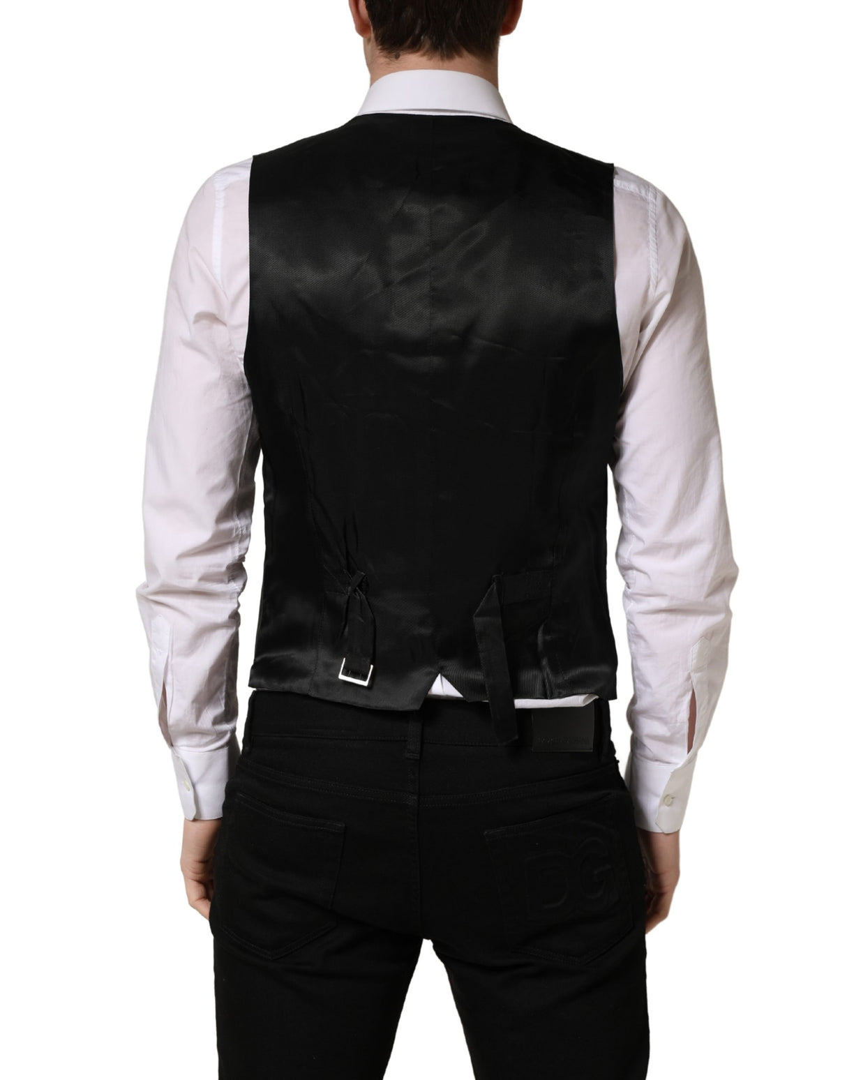 Dolce & Gabbana Black Stripe Single Breasted Waistcoat Vest