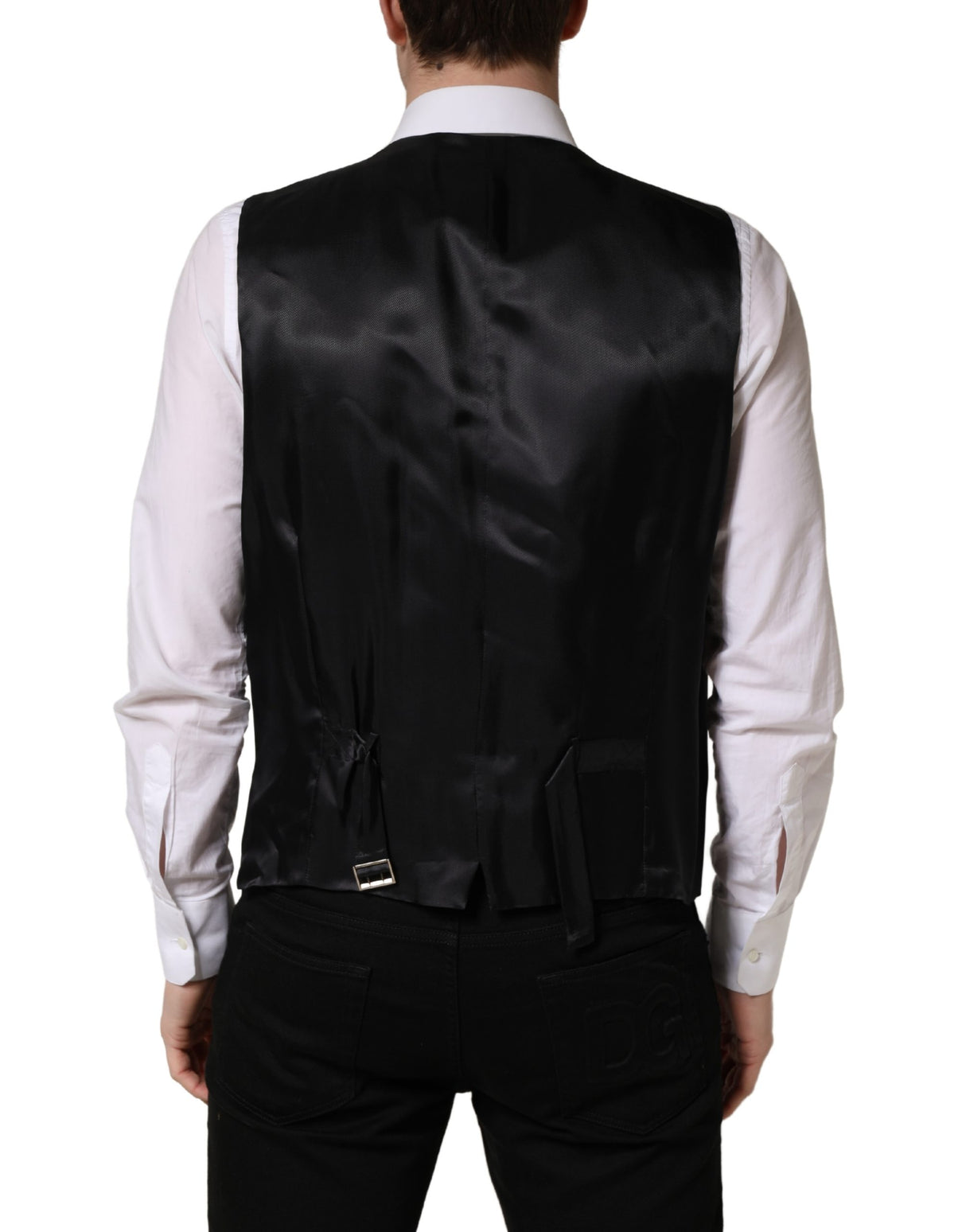 Dolce & Gabbana Black Wool Single Breasted Waistcoat Vest