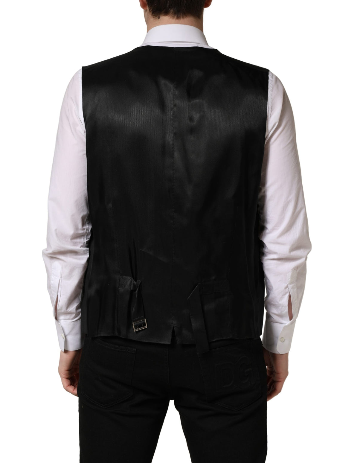 Dolce & Gabbana Black Wool Single Breasted Waistcoat Vest