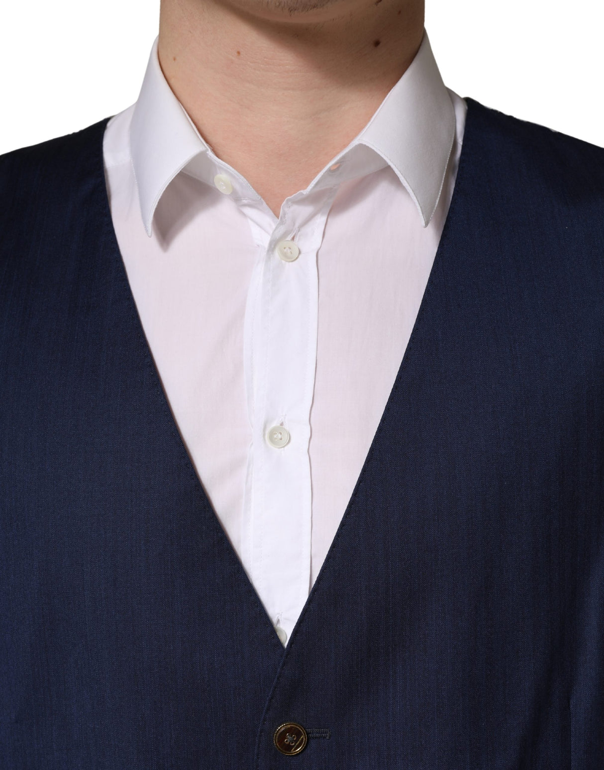 Dolce & Gabbana Navy Blue Wool Dress Formal Waistcoat Vest