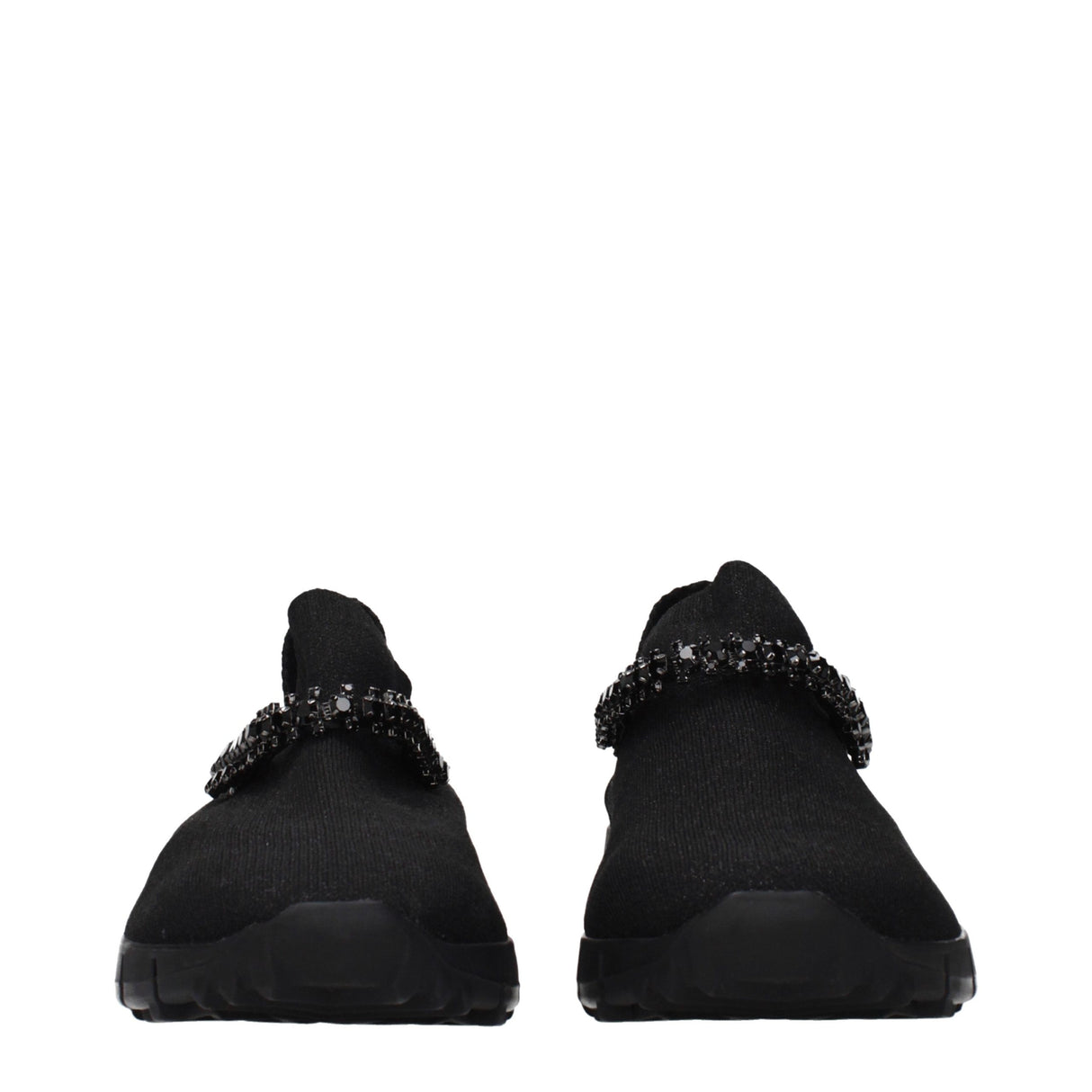 Jimmy Choo Black Fabric Slip-On Loafers