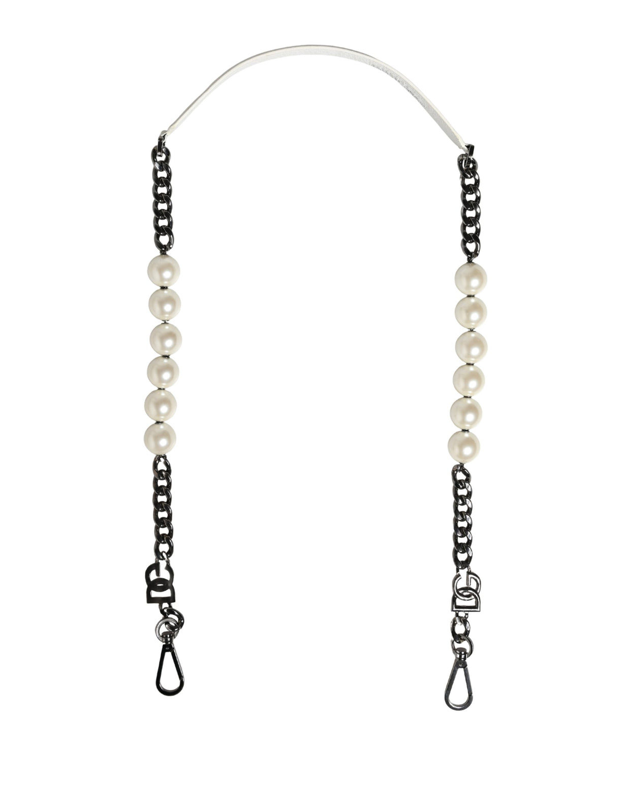 Dolce & Gabbana White Leather Silver Chain Bag Accessory Shoulder Strap