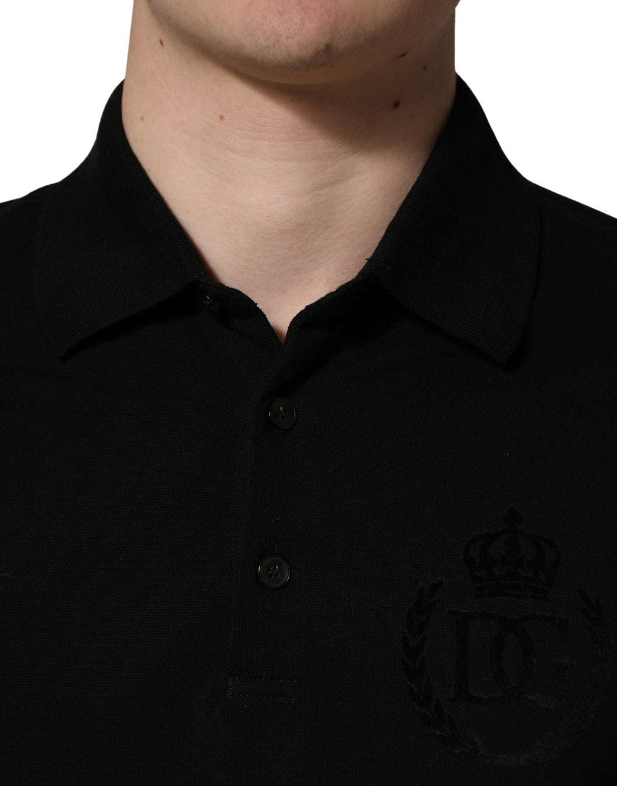Dolce & Gabbana Black Cotton Collared Short Sleeves Men Polo T-shirt
