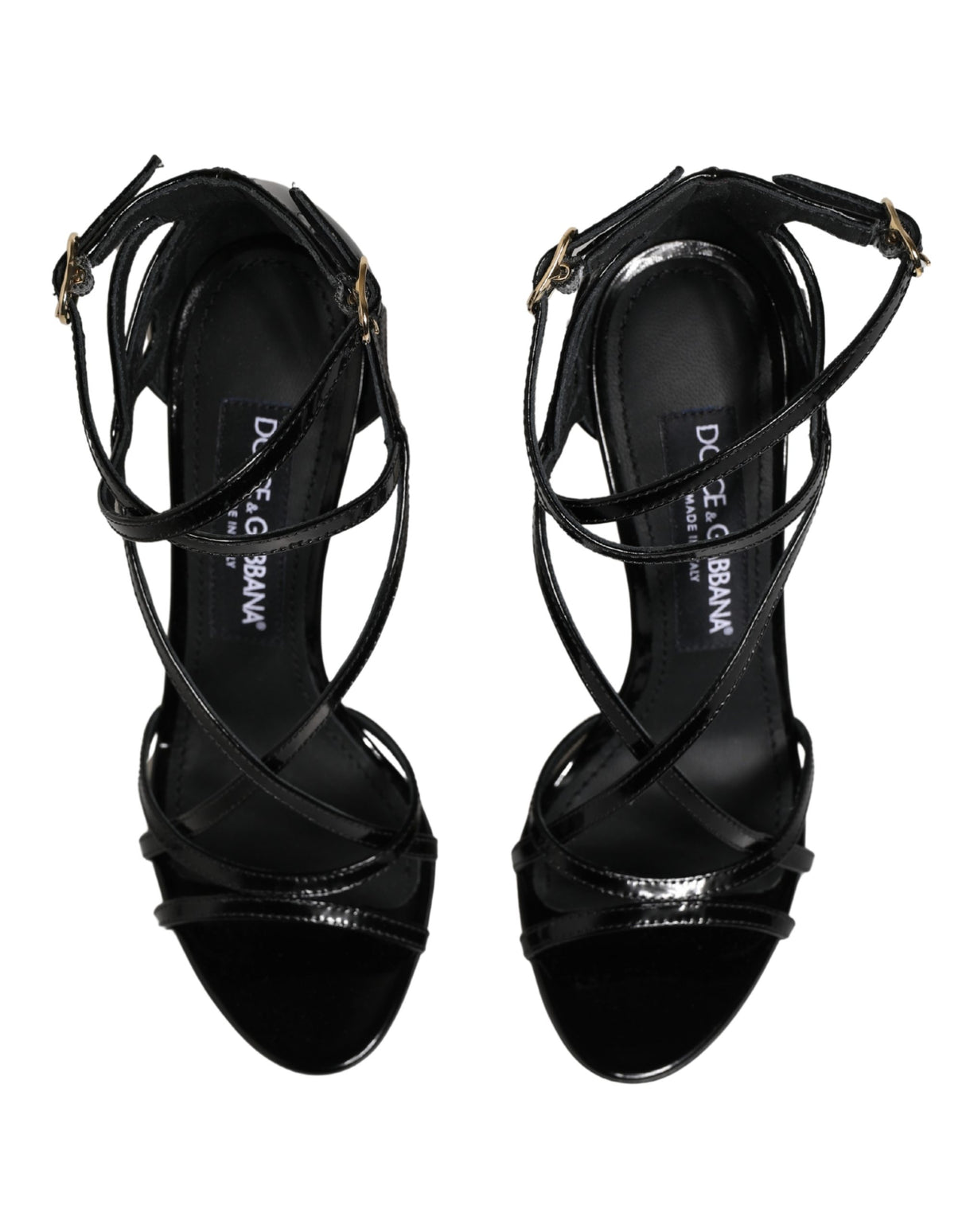 Dolce & Gabbana Black Leather Stiletto Heel Sandals Shoes