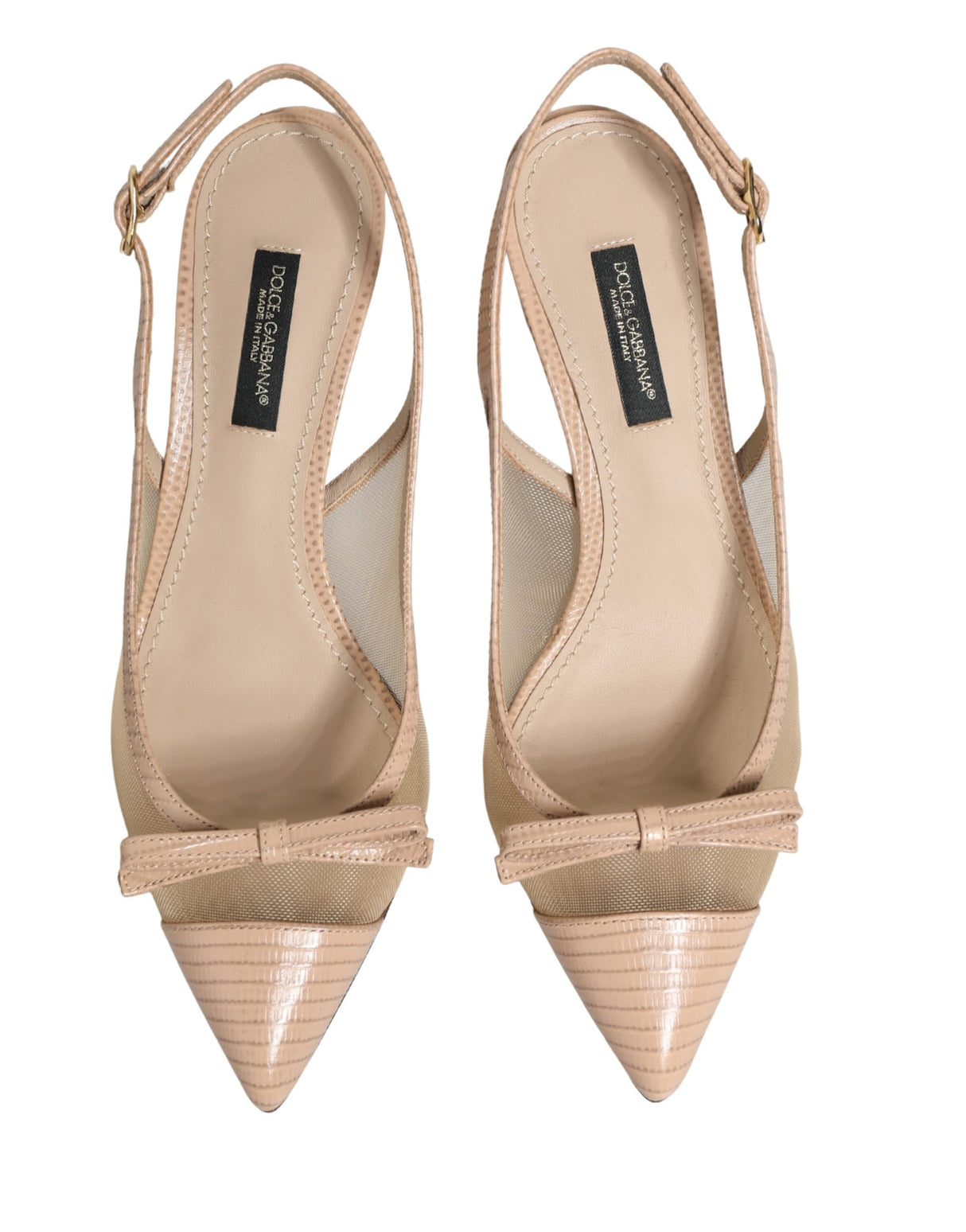 Dolce & Gabbana Beige Lori Mesh Leather Slingback Sandals Shoes