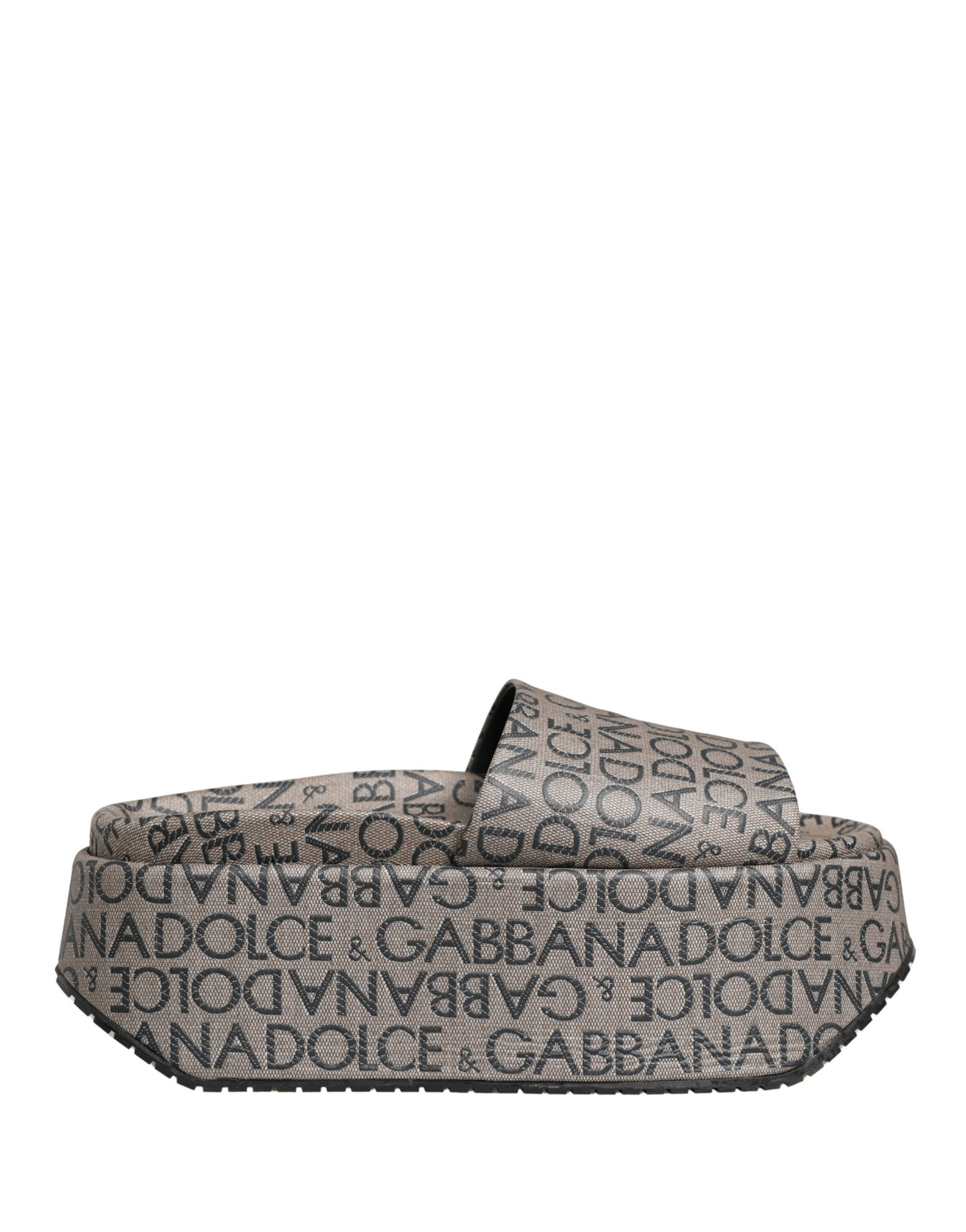 Dolce & Gabbana Gray Leather Monogram Logo Sandals Shoes