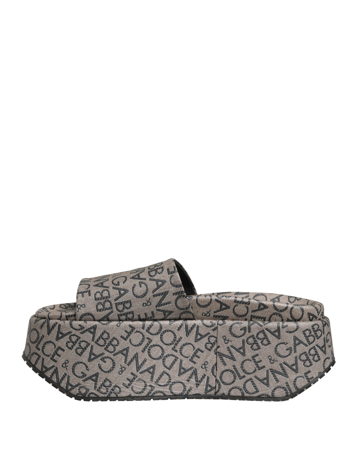 Dolce & Gabbana Gray Leather Monogram Logo Sandals Shoes