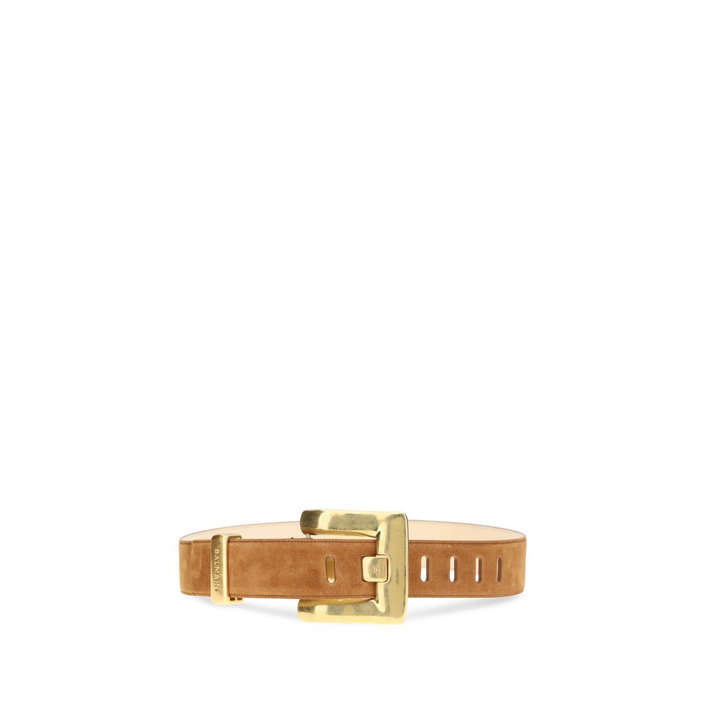 Balmain Brown Calf Leather Bos Taurus Regular Belt