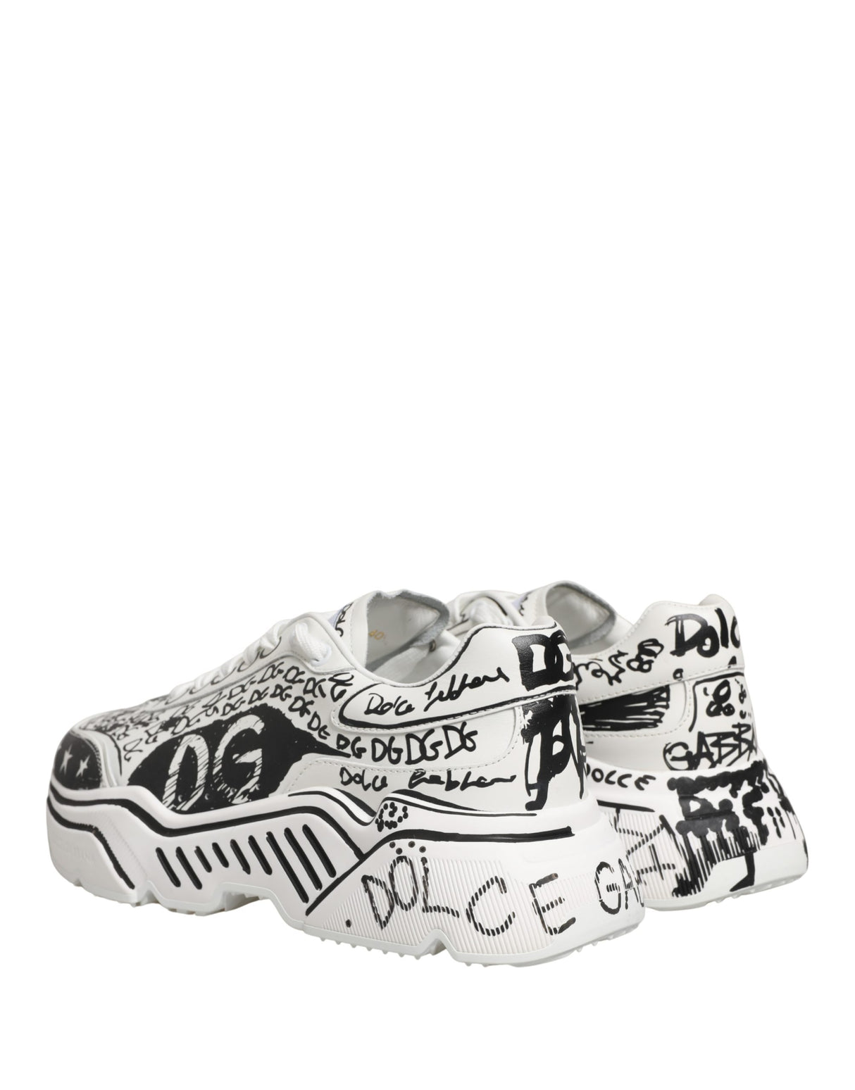 Dolce & Gabbana White Daymaster Graffiti Low Top Sneakers Shoes