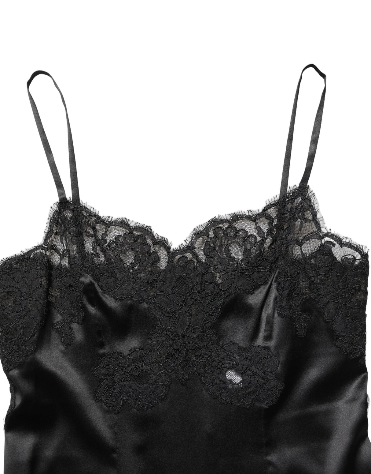 Dolce & Gabbana Black Silk Lace Lingerie Short Chemise Sleepwear
