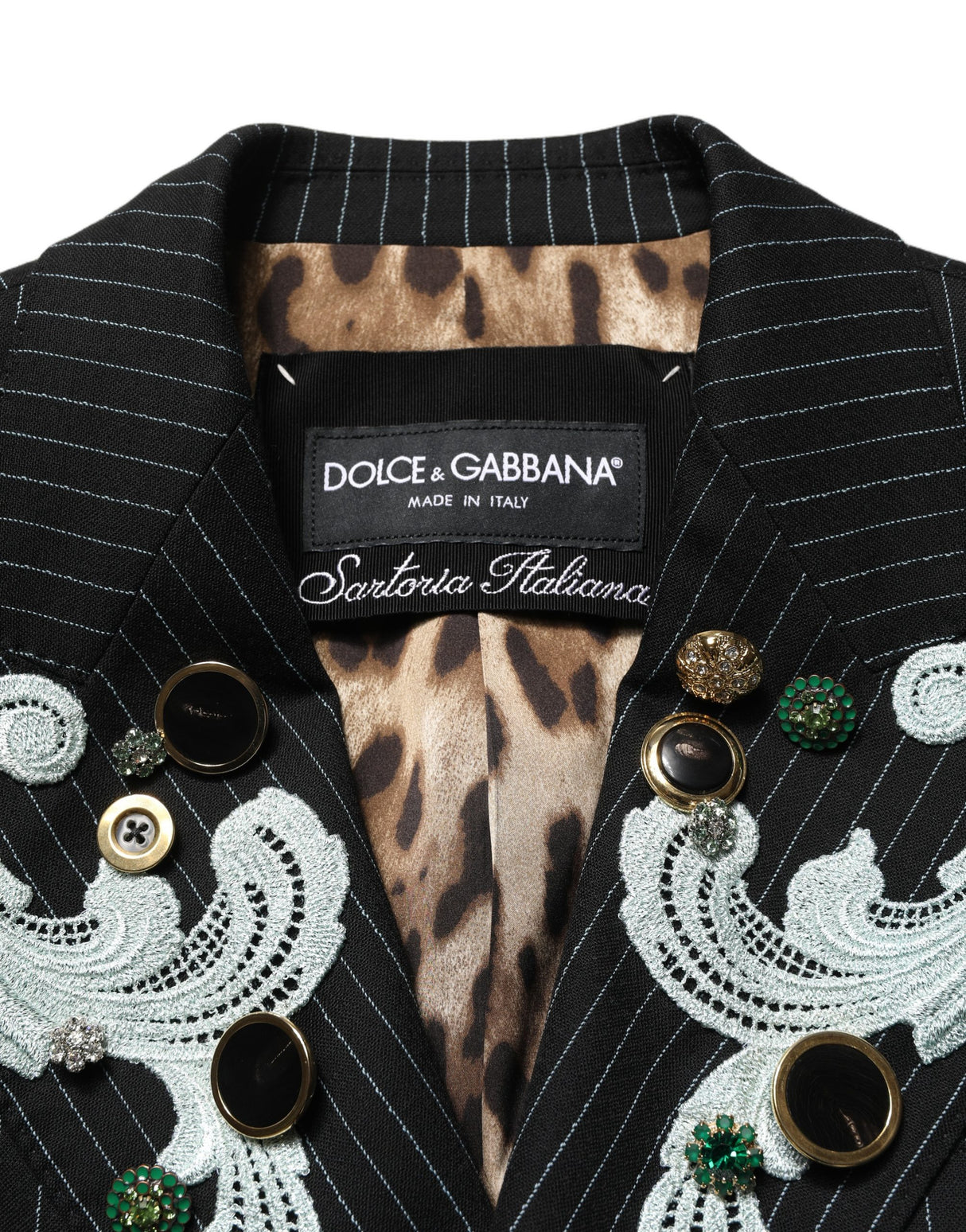 Dolce & Gabbana Black Stripe Double-Breasted Blazer Jacket