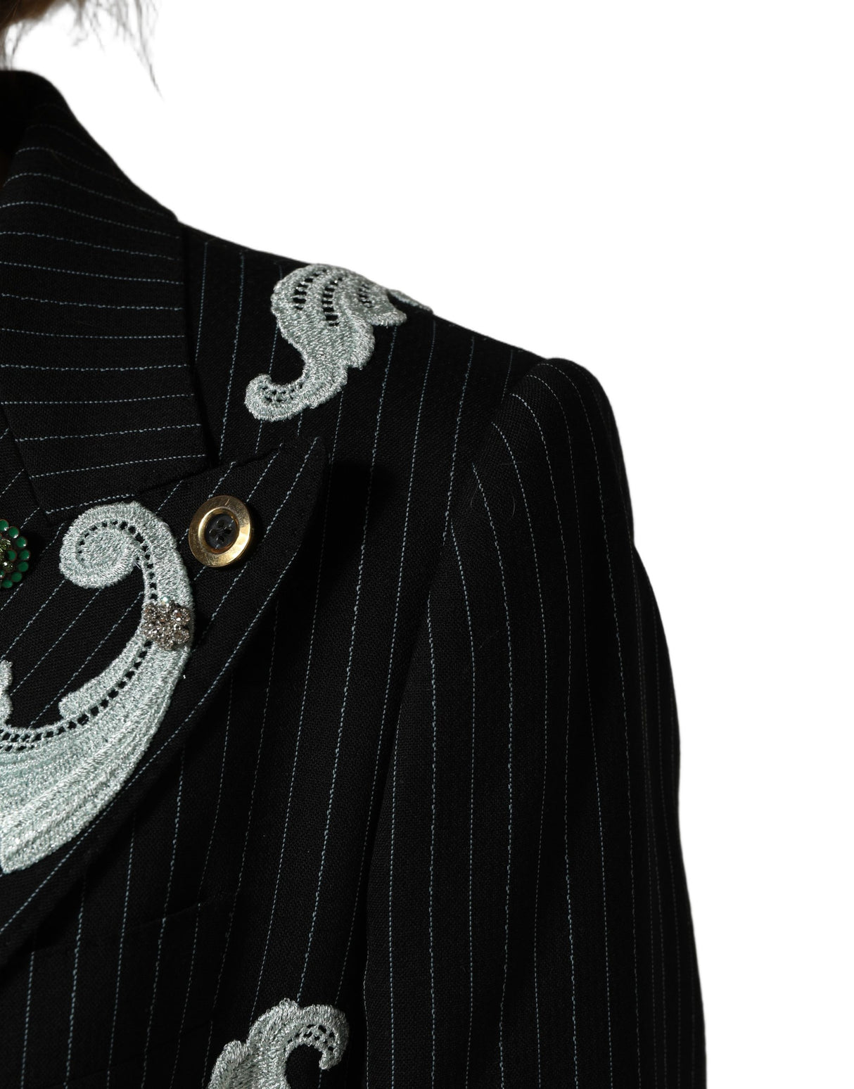 Dolce & Gabbana Black Stripe Double-Breasted Blazer Jacket