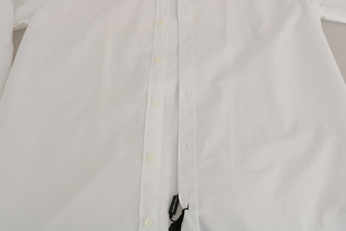 Dolce & Gabbana White 100% Cotton GOLD Slim Dress Shirt