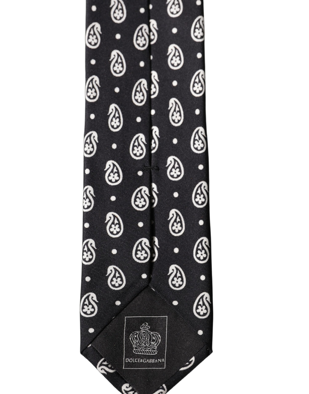Dolce & Gabbana Black Paisley 100% Silk Adjustable Men Tied Necktie Tie