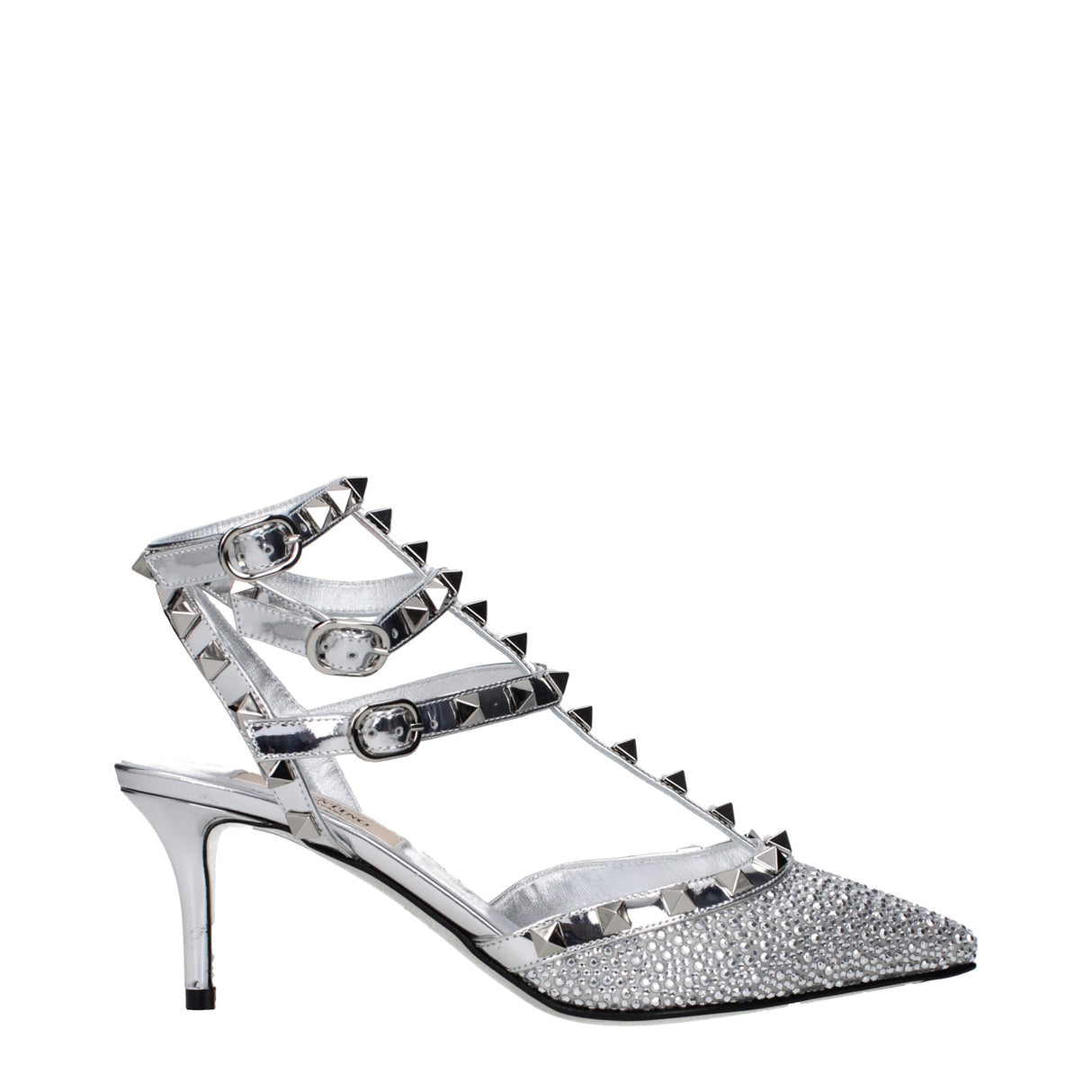 Valentino Garavani Gray Leather Stiletto Heel Sandals