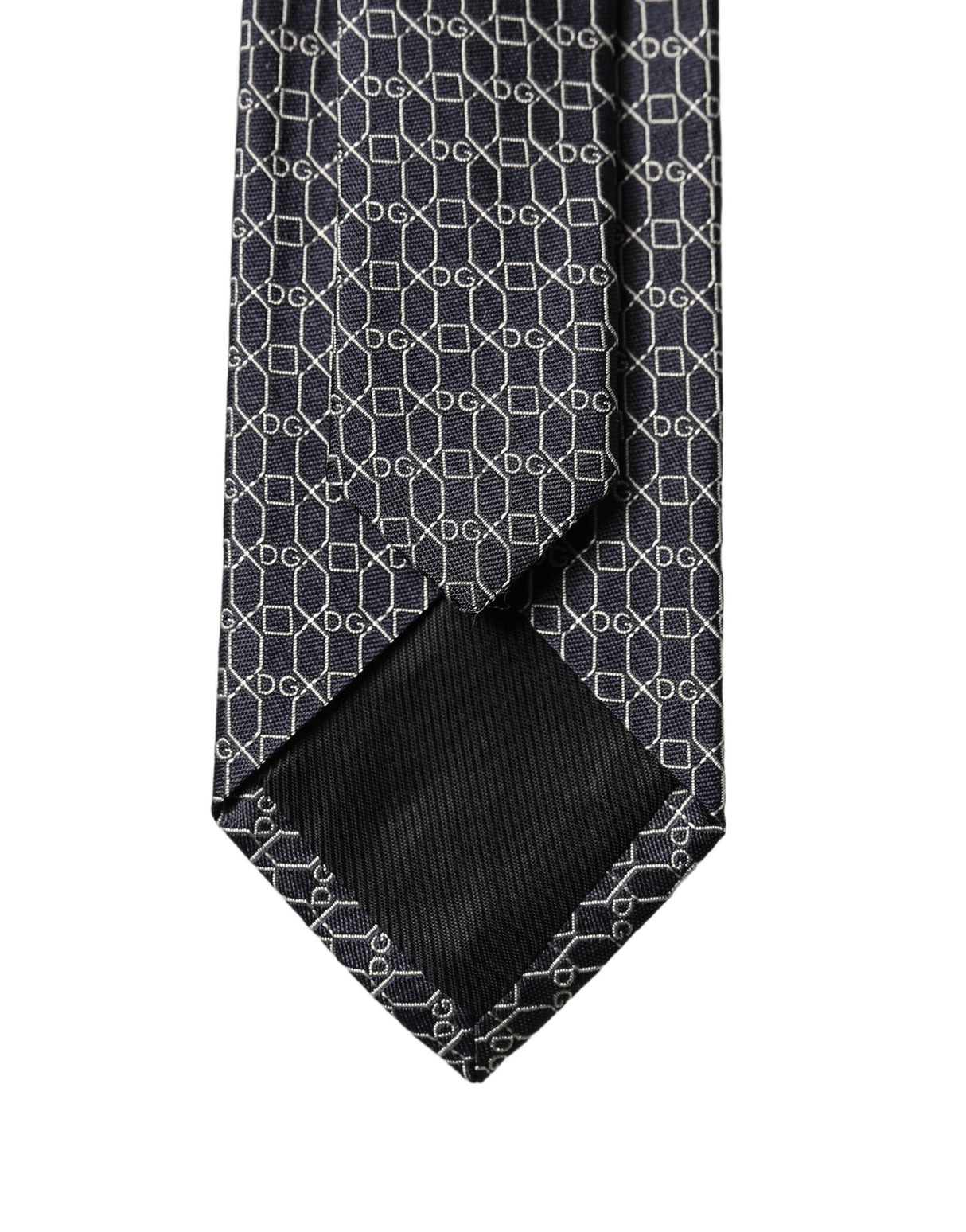 Dolce & Gabbana Black Geometric DG Silk Adjustable Men Tied Necktie Tie