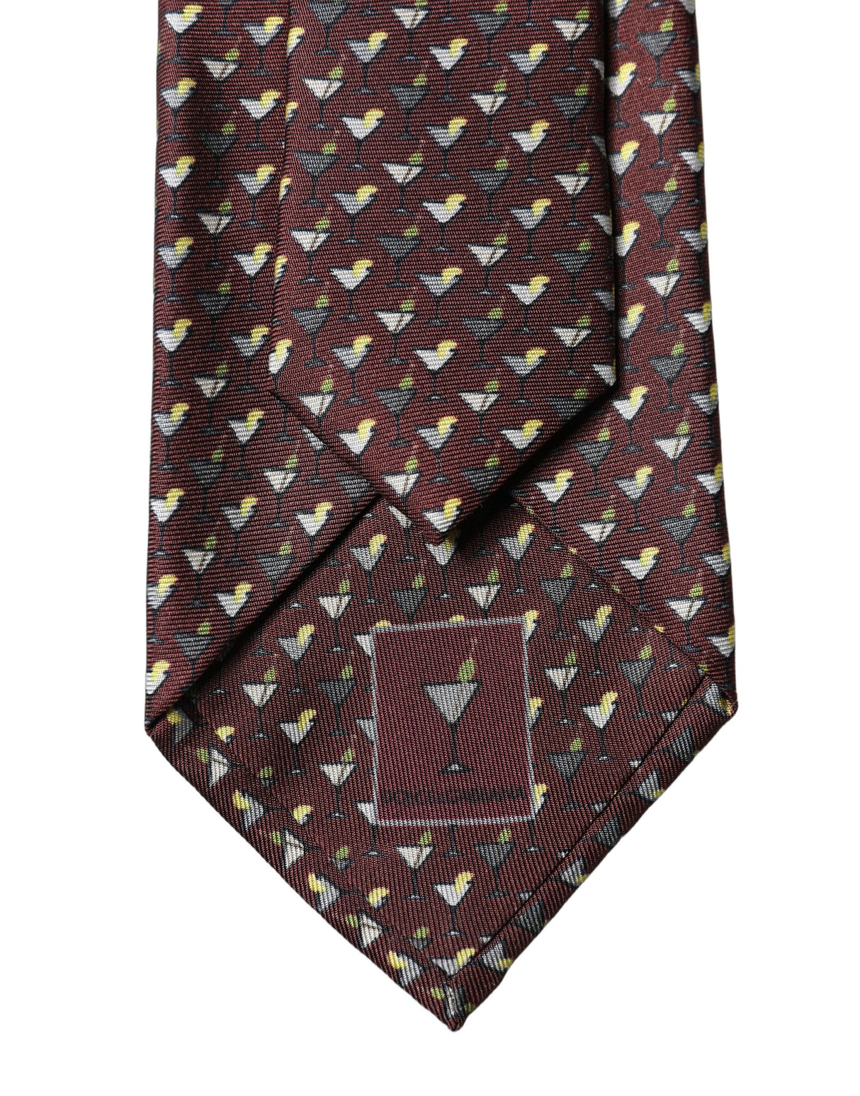 Dolce & Gabbana Burgundy Geometric Silk Adjustable Men Tied Necktie Tie