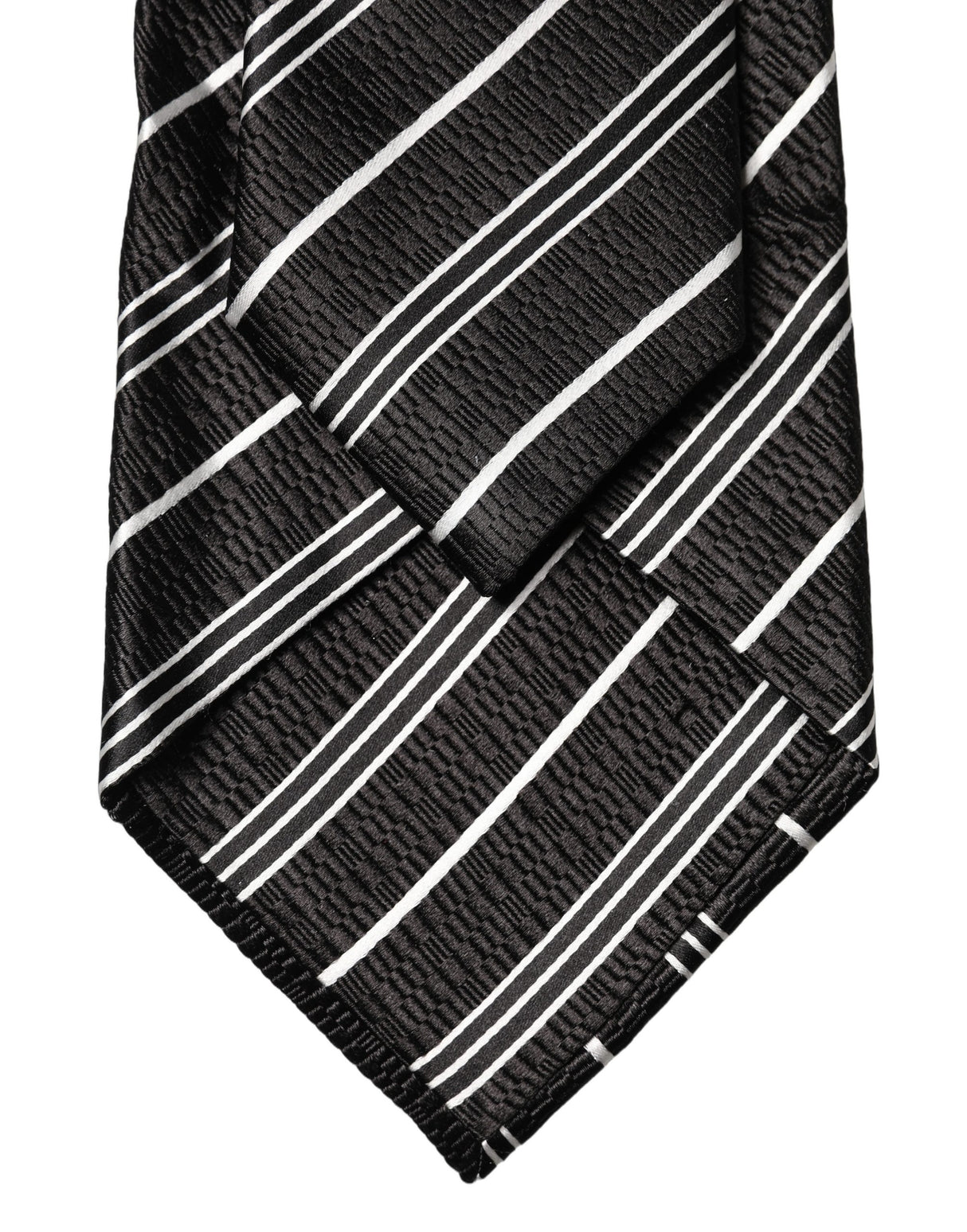 Dolce & Gabbana Black White Stripes Silk Adjustable Women Necktie Tie