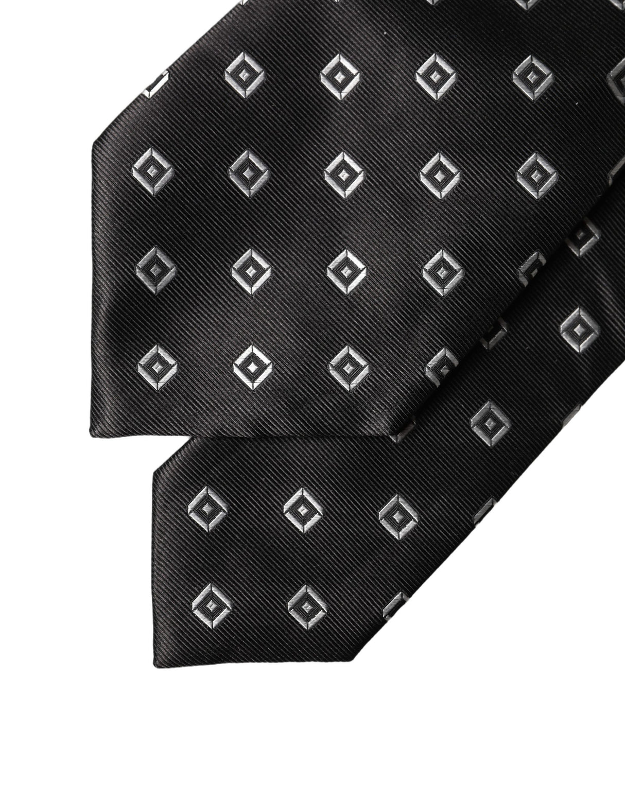 Dolce & Gabbana Black White Geometric Silk Adjustable Women Necktie Tie