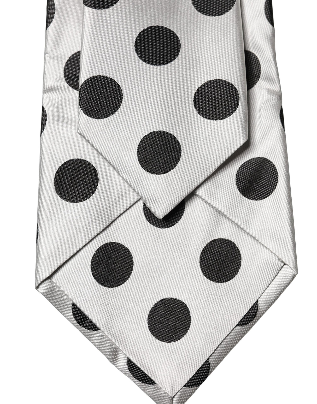 Dolce & Gabbana White Black Polka Dot Silk Adjustable Women Necktie Tie