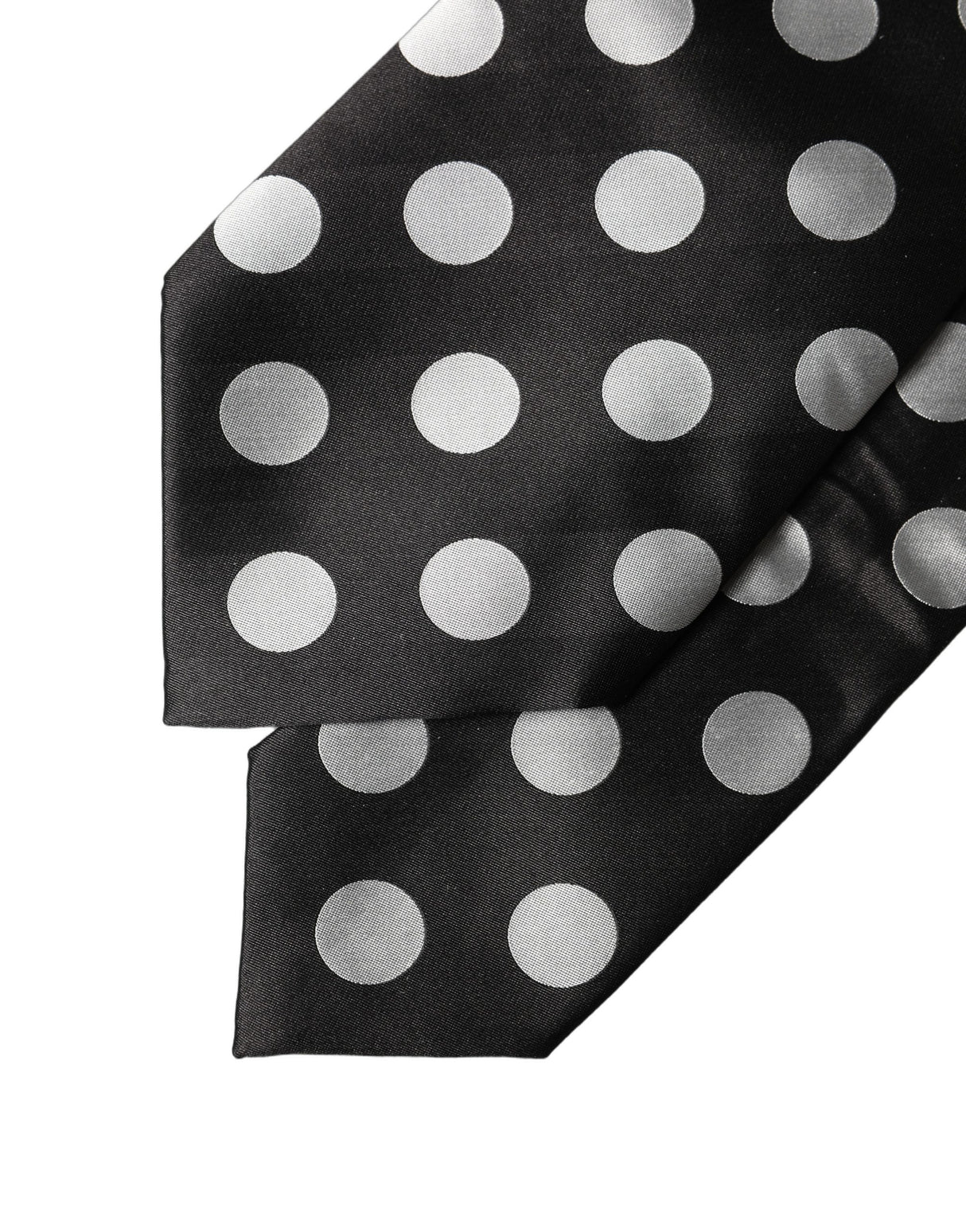 Dolce & Gabbana Black White Polka Dot Silk Adjustable Women Necktie Tie