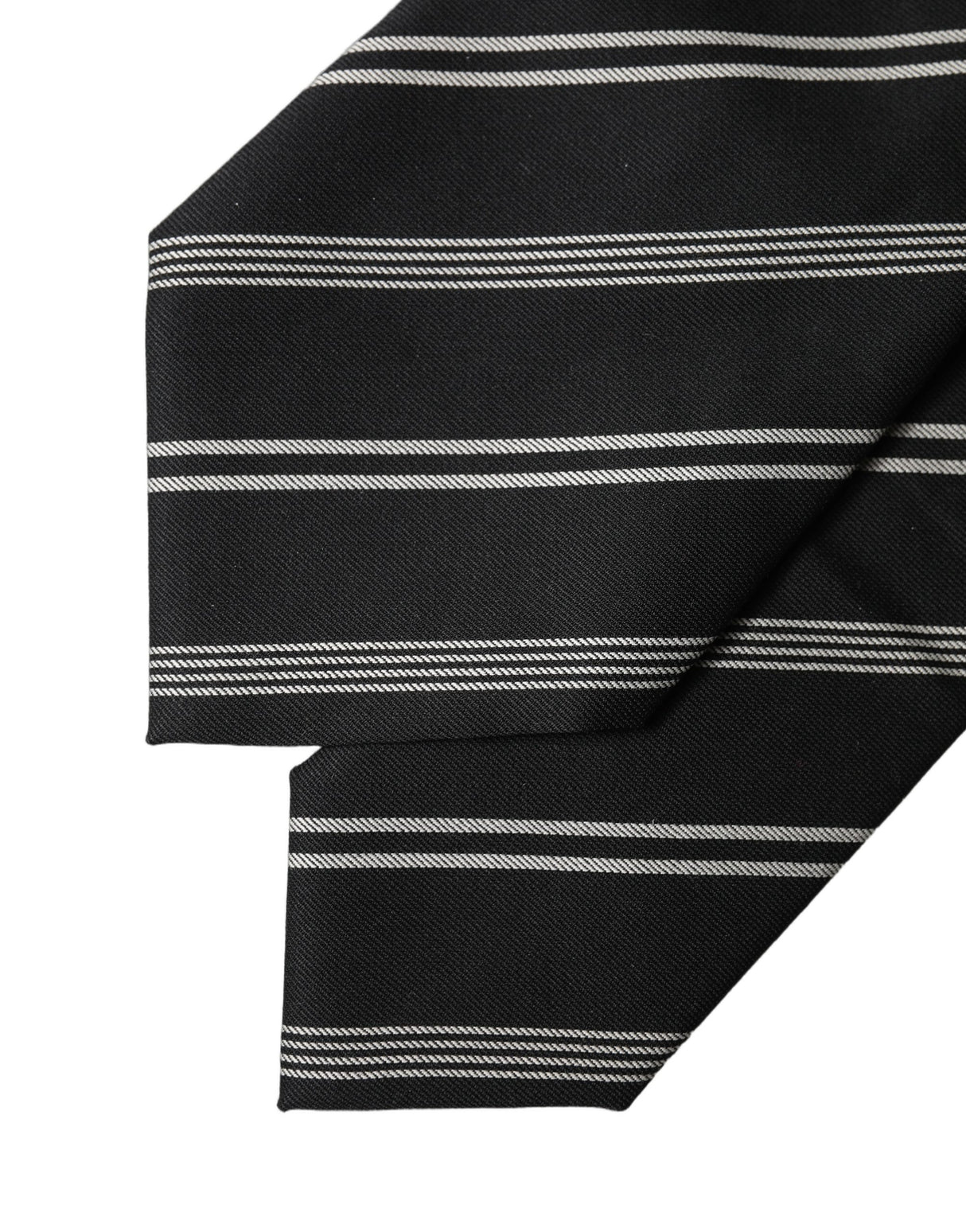 Dolce & Gabbana Black White Stripes Silk Adjustable Women Necktie Tie