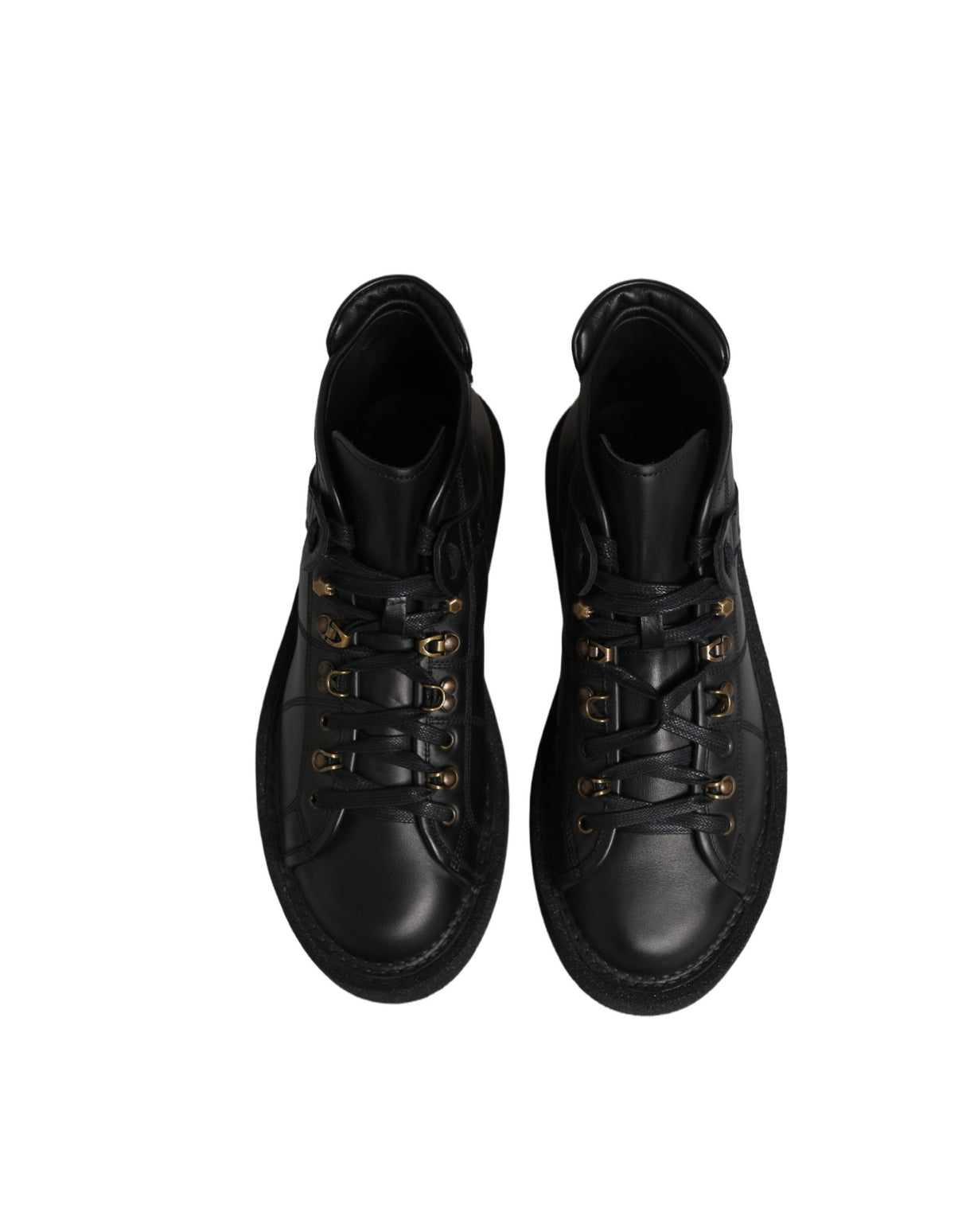 Dolce & Gabbana Black Leather Lace Up Men Ankle Boots Shoes