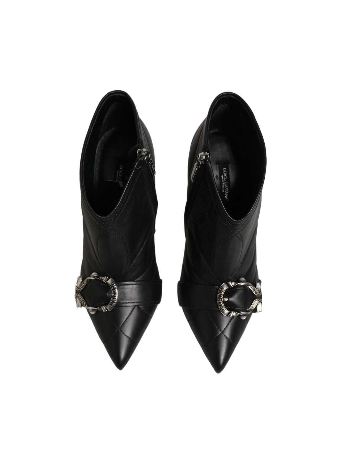 Dolce & Gabbana Black Devotion Quilted Buckled Boots Shoes