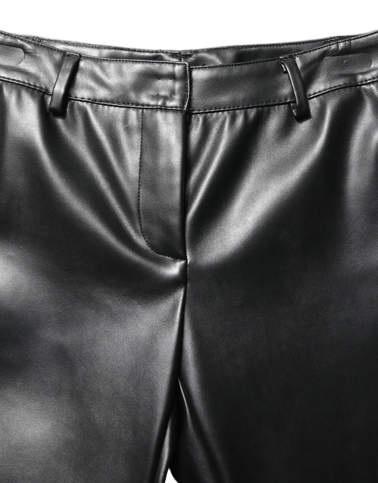 Dolce & Gabbana Black PU Leather High Waisted Trouser Pants